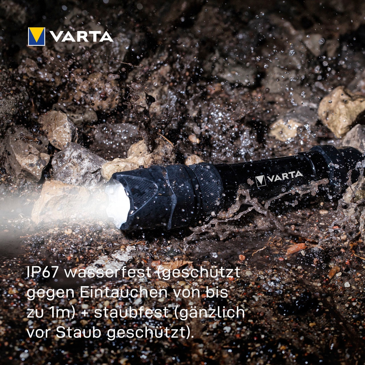 VARTA Taschenlampe »Indestructible F20 Pro 6 Watt LED«, wasser- und staubdicht, stossabsorbierend, eloxiertes Aluminium Gehäuse