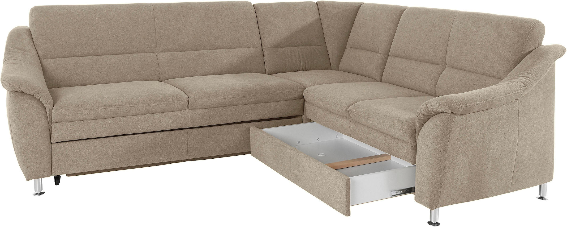 Places of Style Ecksofa »Cardoso L-Form«, Federkern, wahlweise mit Bett, Schubkasten, teilweise Relaxfunktion