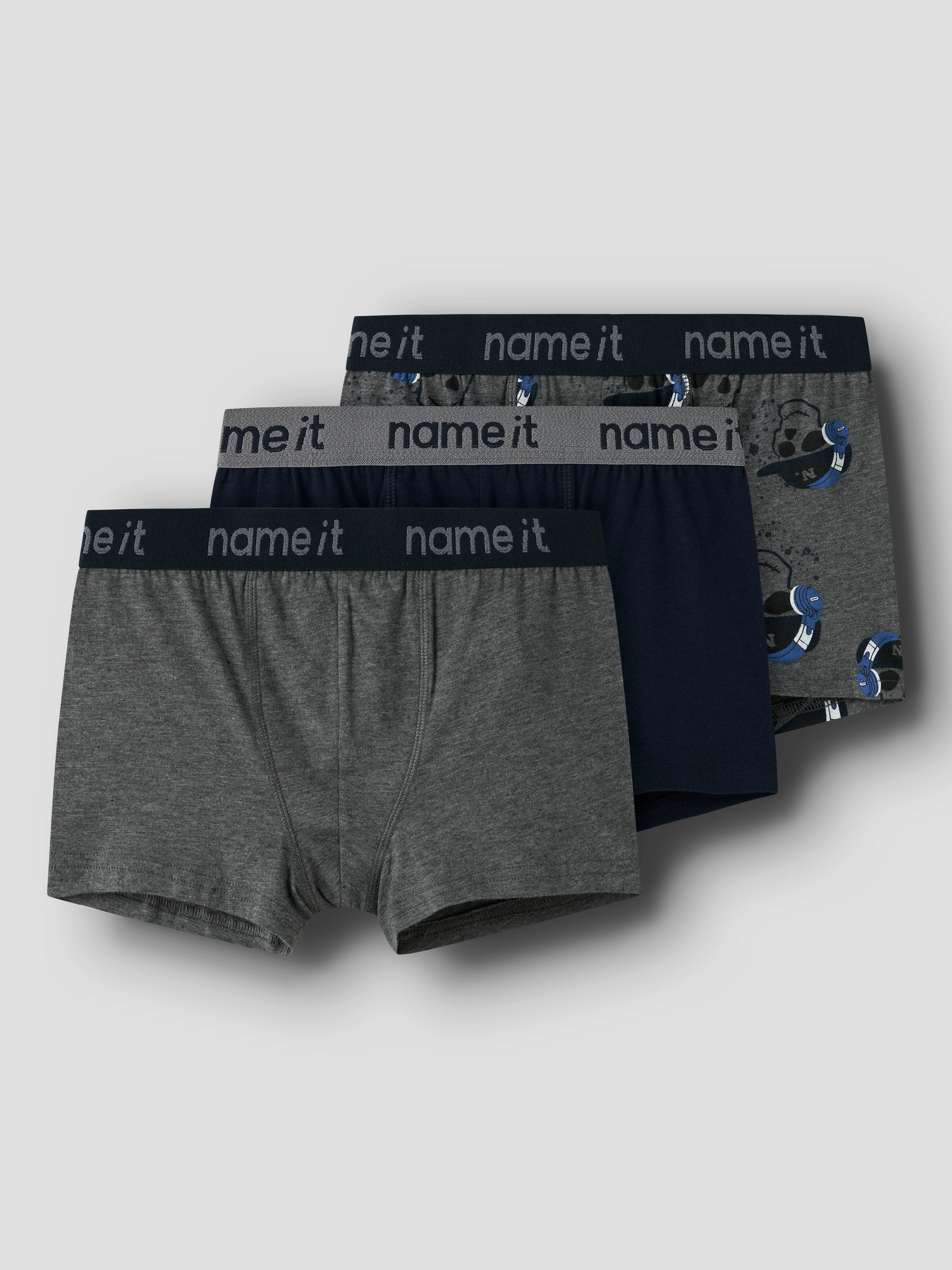 Name It Trunk »NKMBOXER 3P DARK GREY MEL SKULL NOOS« 3 Stk.