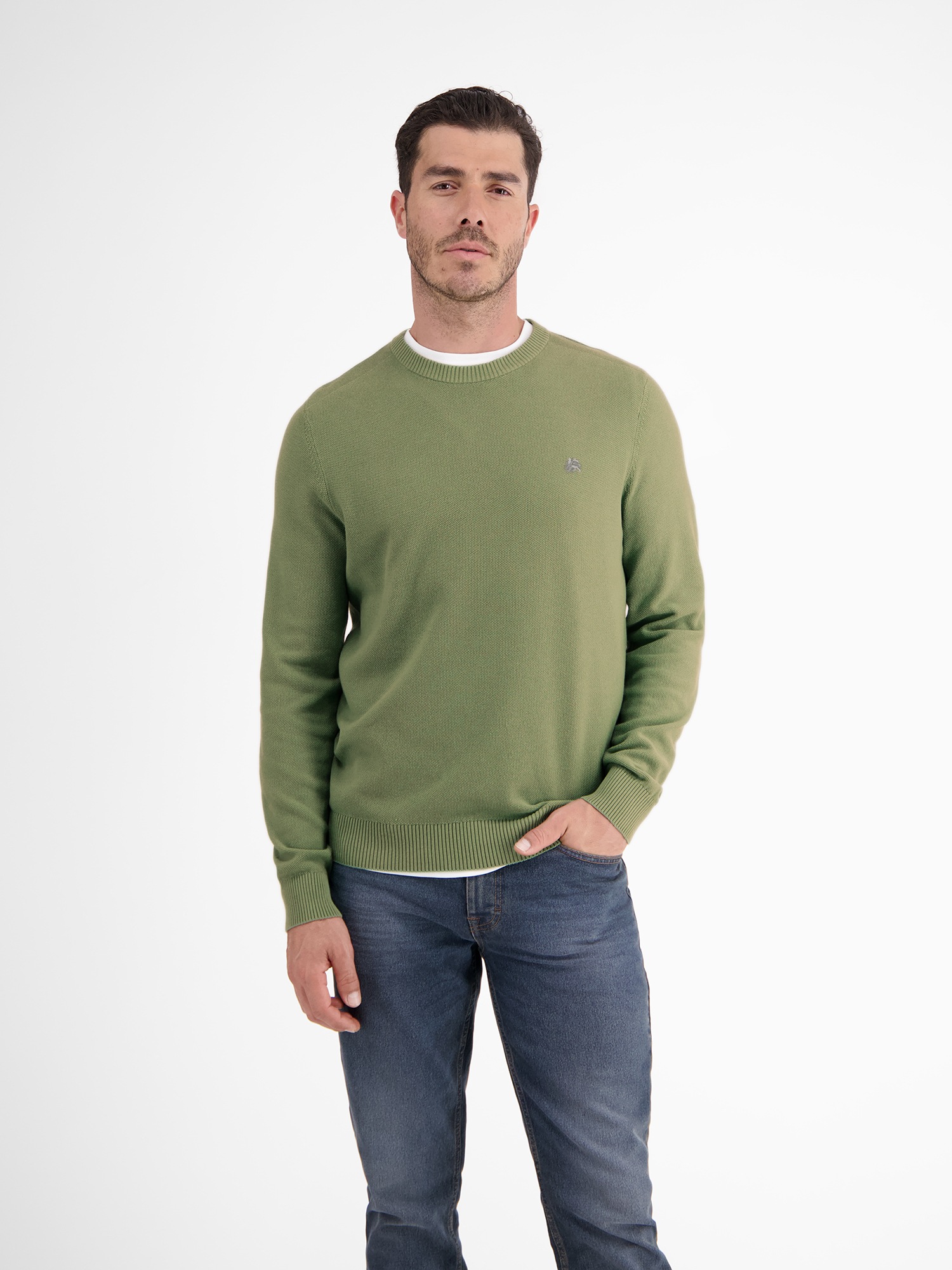 LERROS Strickpullover »LERROS Leichter Strickpullover mit schmaler Rippstruktur«