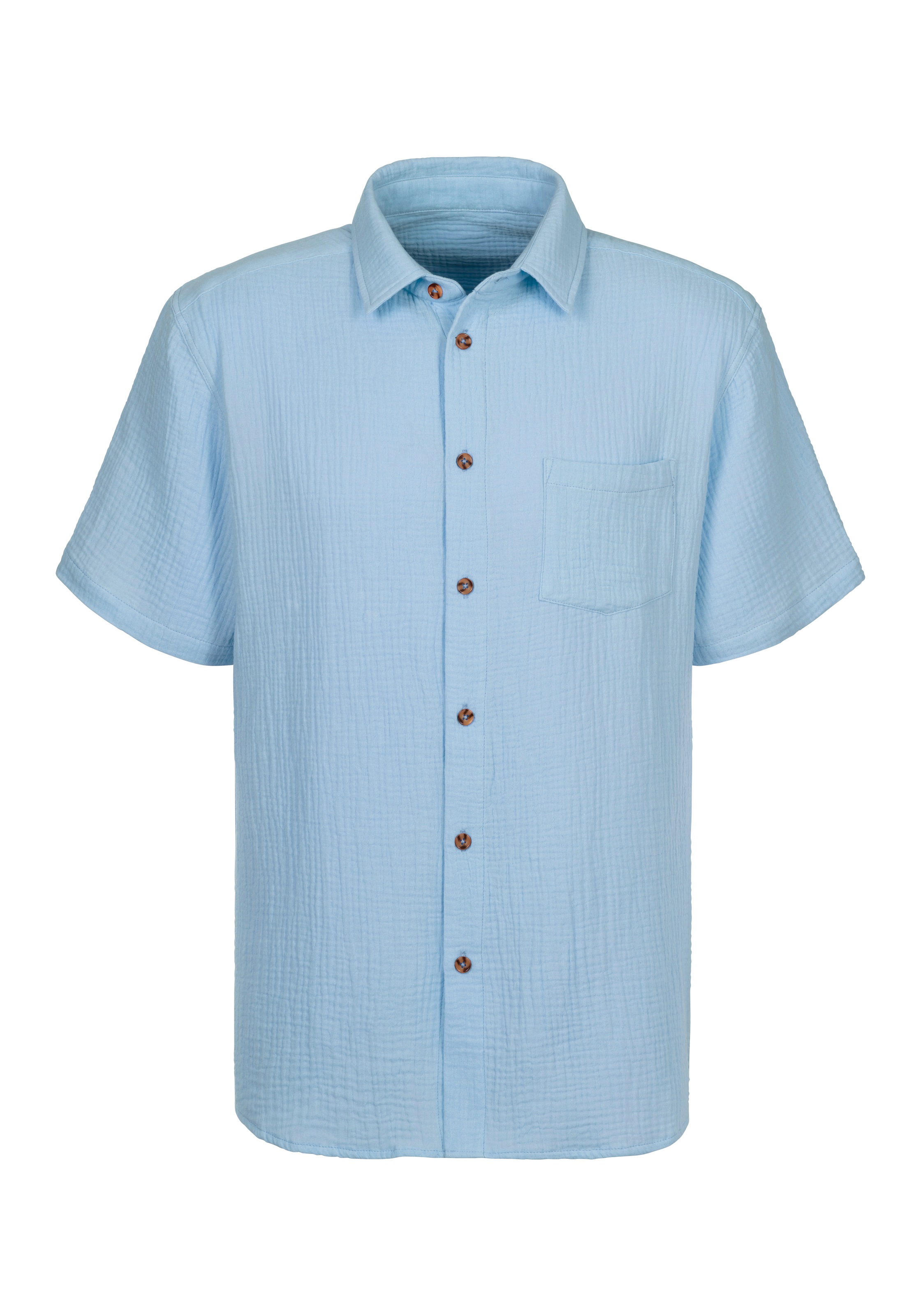 Beachtime Kurzarmhemd »Regular fit«, Kurzarm, Freizeithemd aus Musselin-Ware