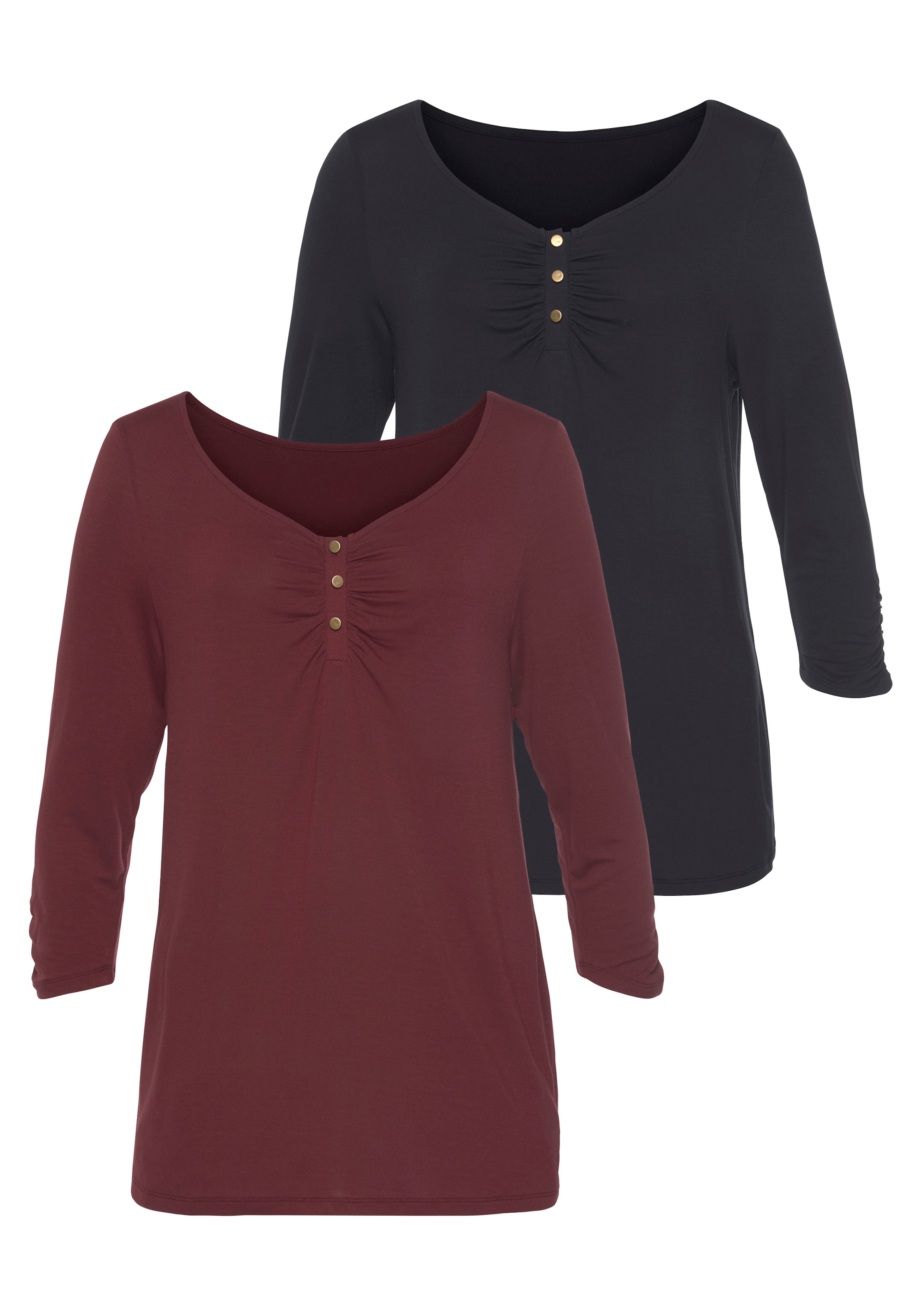 Vivance 3/4-Arm-Shirt, bei Jelmoli-Versand shoppen zarter (2er-Pack), mit online Raffung Schweiz