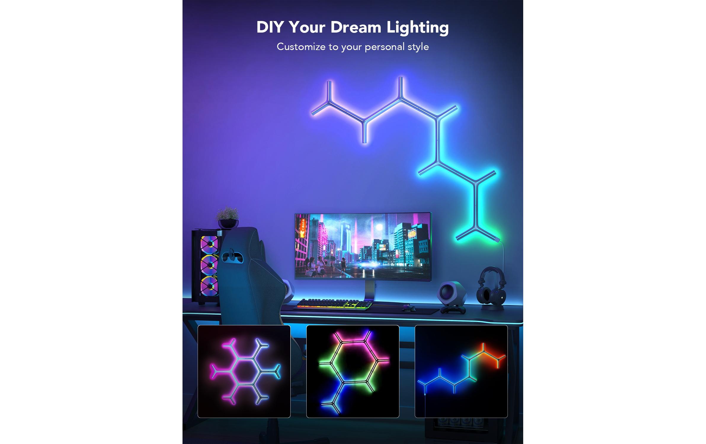 LED Pendelleuchte »Govee Panelleuchte Y-Leuchten Glide, 7 Stück, RGBIC, Wi-Fi + BT«