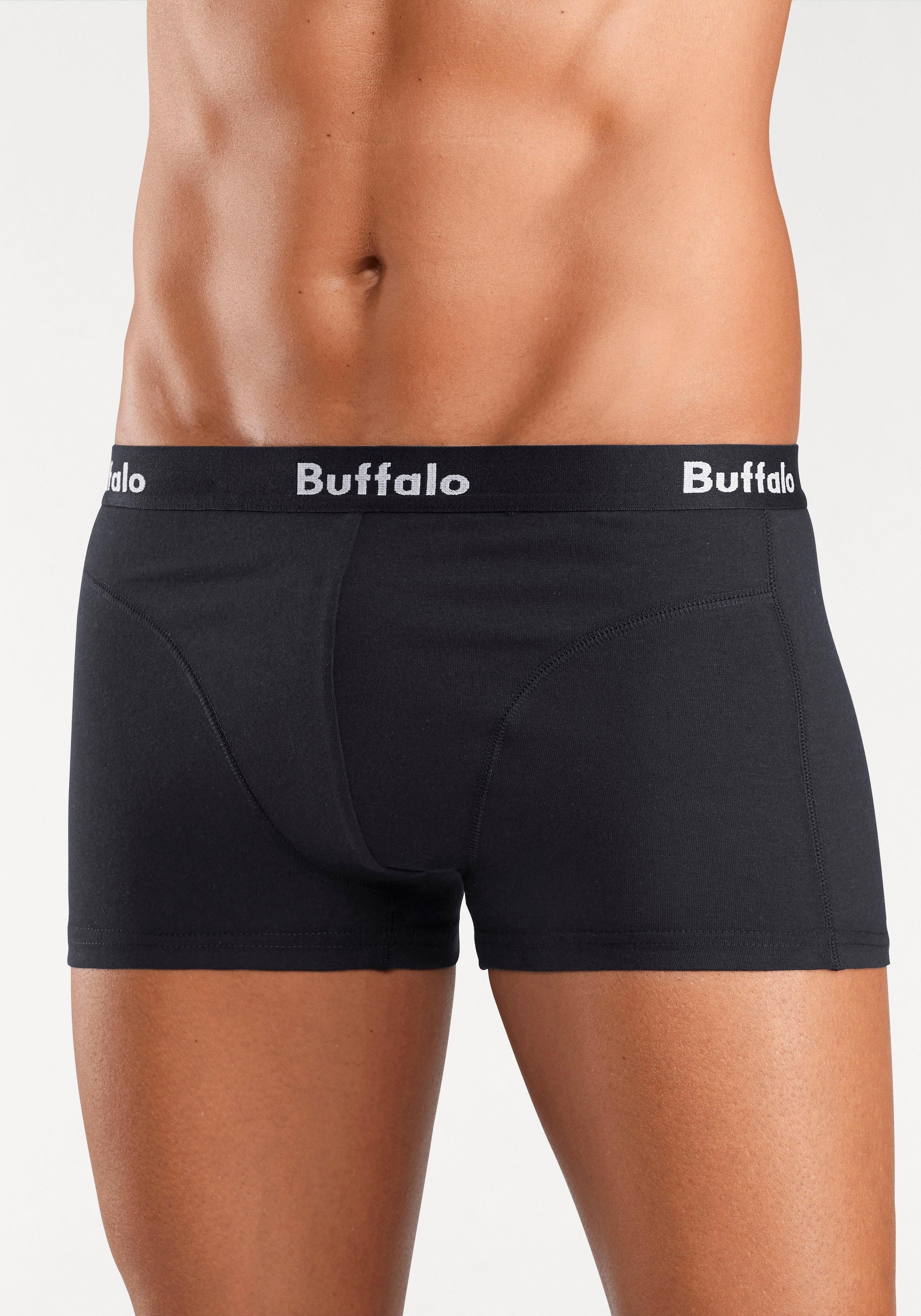 Buffalo Boxershorts, (Packung, 3 St.), in Hipster-Form mit Overlock-Nähten vorn