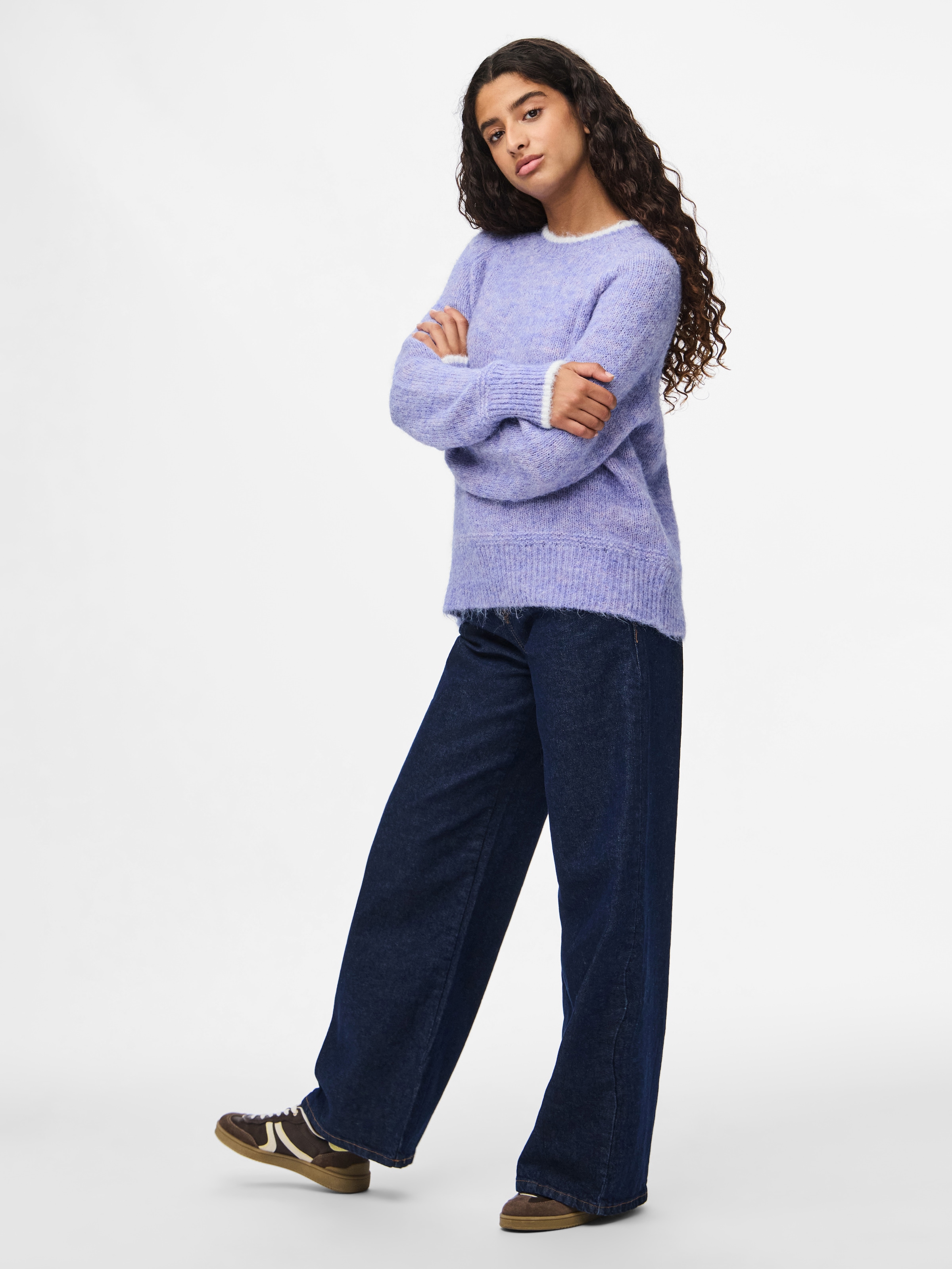 pieces Strickpullover »PCIVY LS O-NECK CONTRAST KNIT NOOS BC«