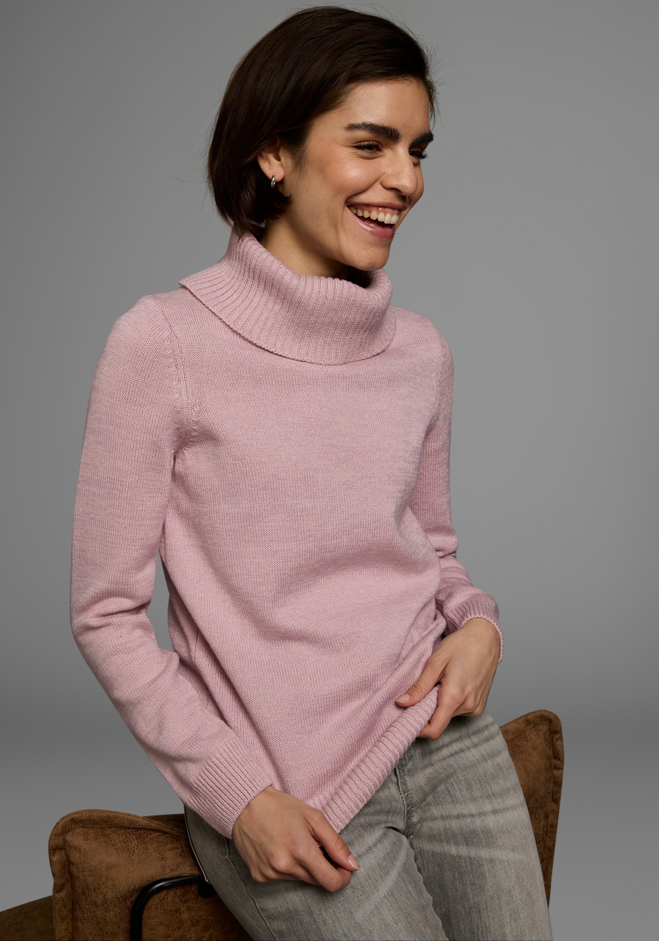 KangaROOS Rollkragenpullover mit Schalkragen, Langarm, Warm & Kuschelig