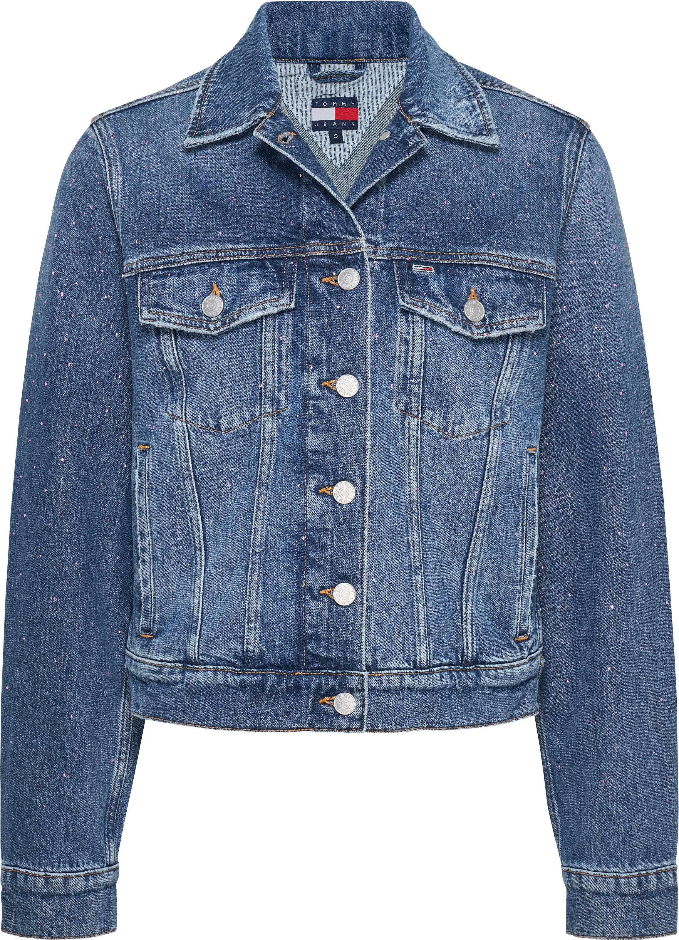 Tommy Jeans Jeansjacke »CLASSIC TRUCKER JACKET AI6136«, mit typischen Trucker Details, mit Schmucksteinen