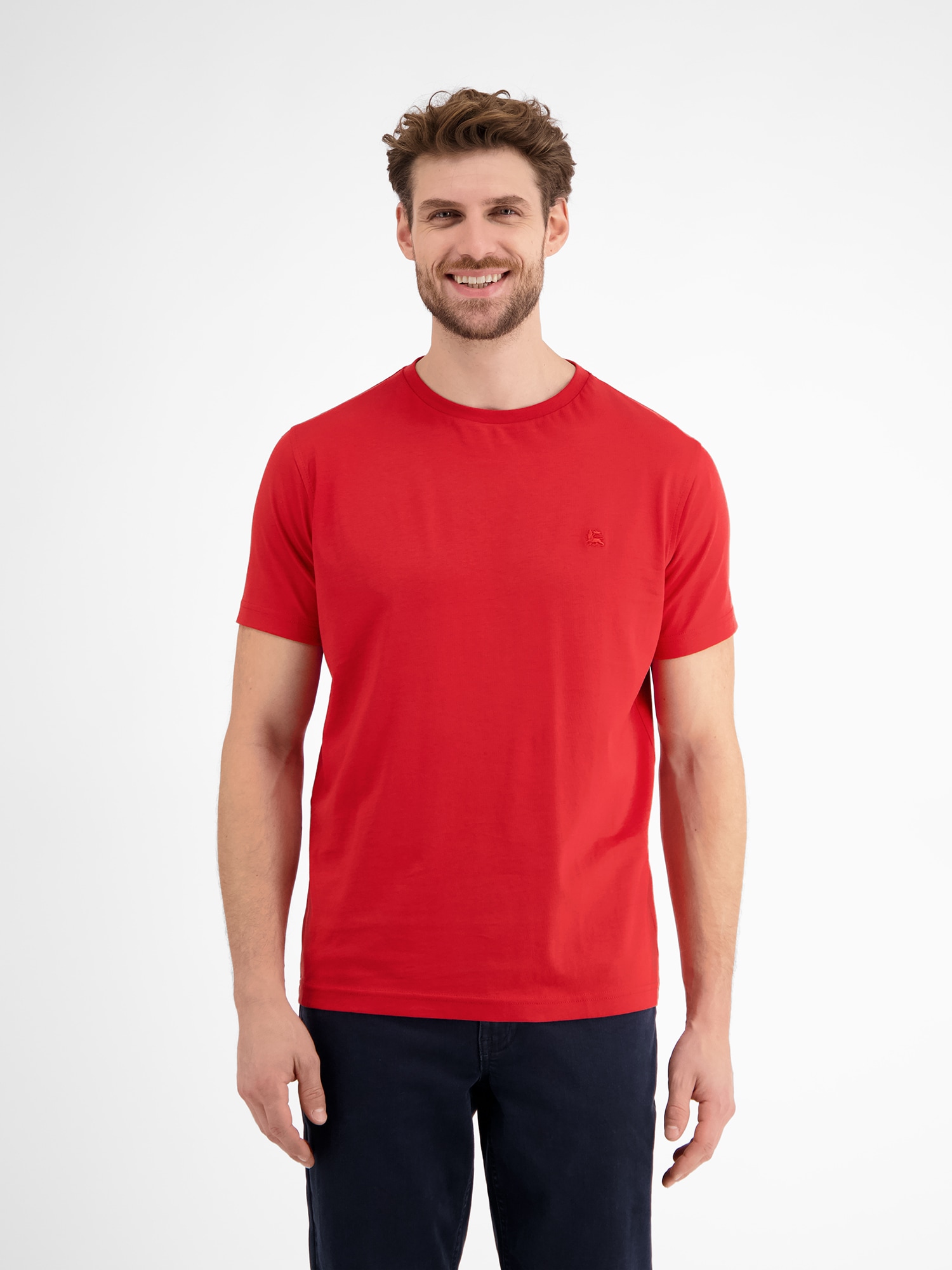 LERROS T-Shirt »LERROS Basic T-Shirt mit Logostitch, unifarben«