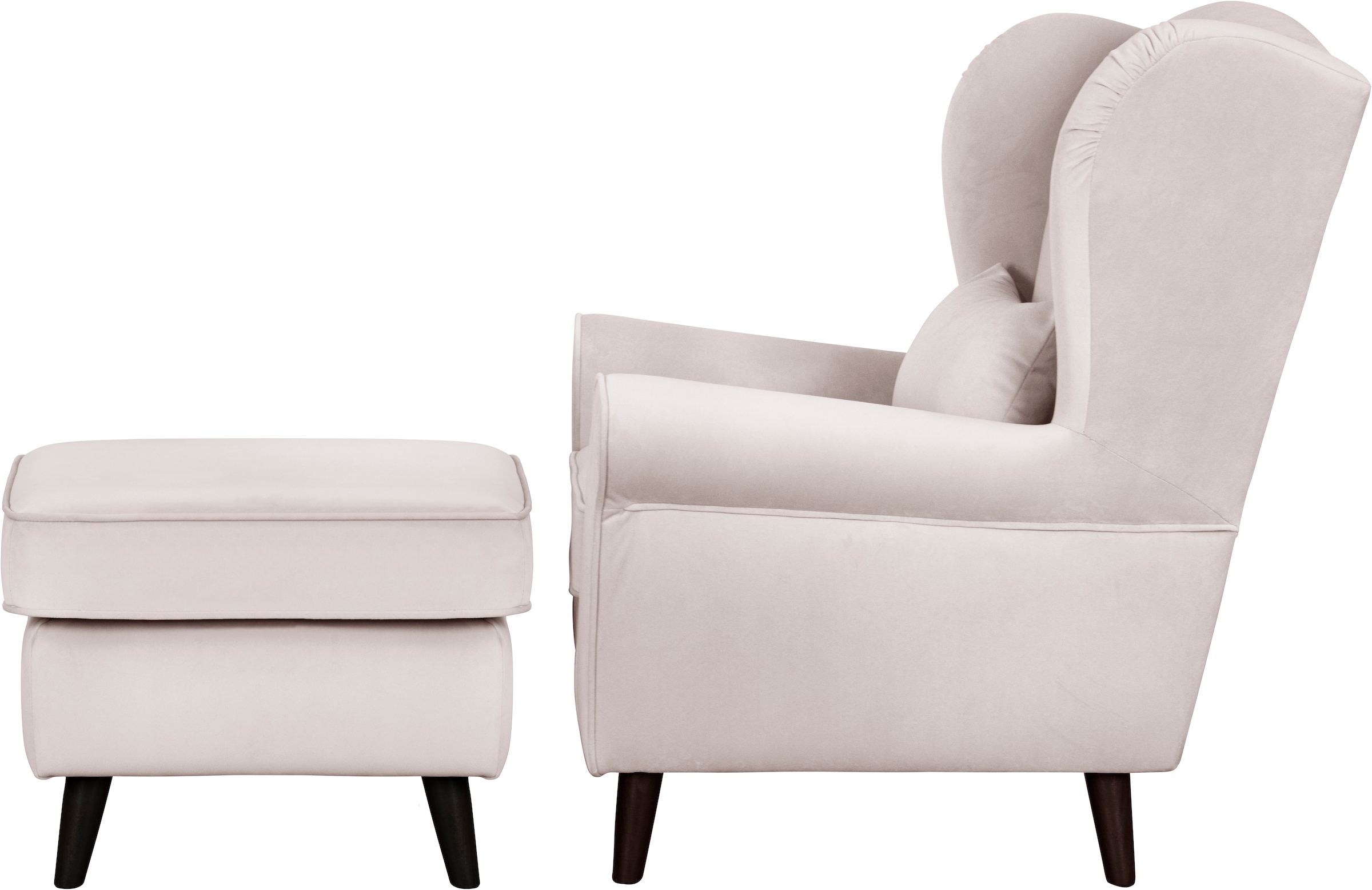 Home affaire Sessel »Ohrensessel CHISTELLE, wahlweise mit Polsterhocker«, mit Wellenunterfederung, Masse: B/T/H: 81/87/99 cm