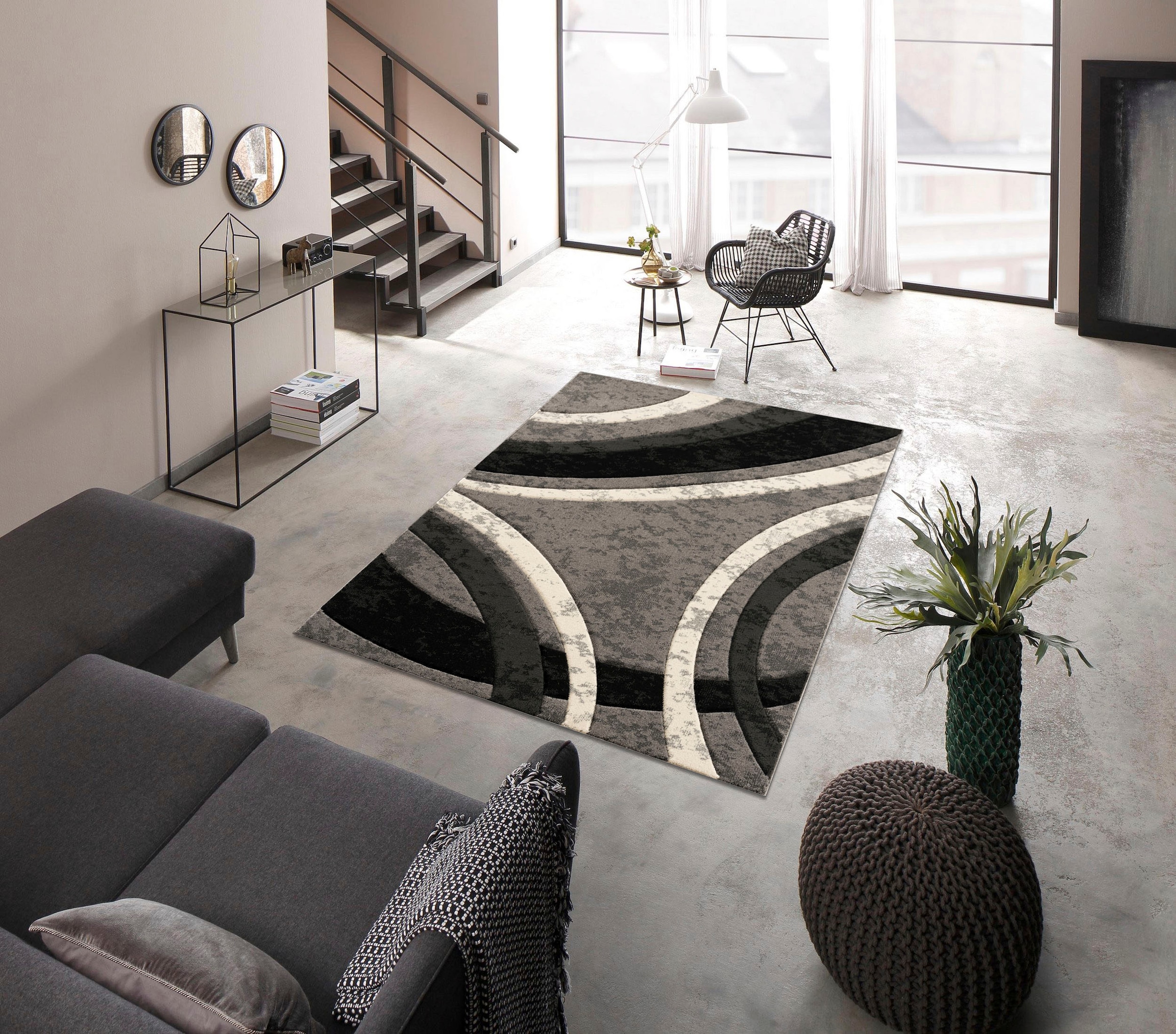 Home affaire Teppich »Jelva«, rechteckig, im bestellen | 3D-Design mit handgearbeitetem Kurzflor, Jelmoli-Versand online Konturenschnitt
