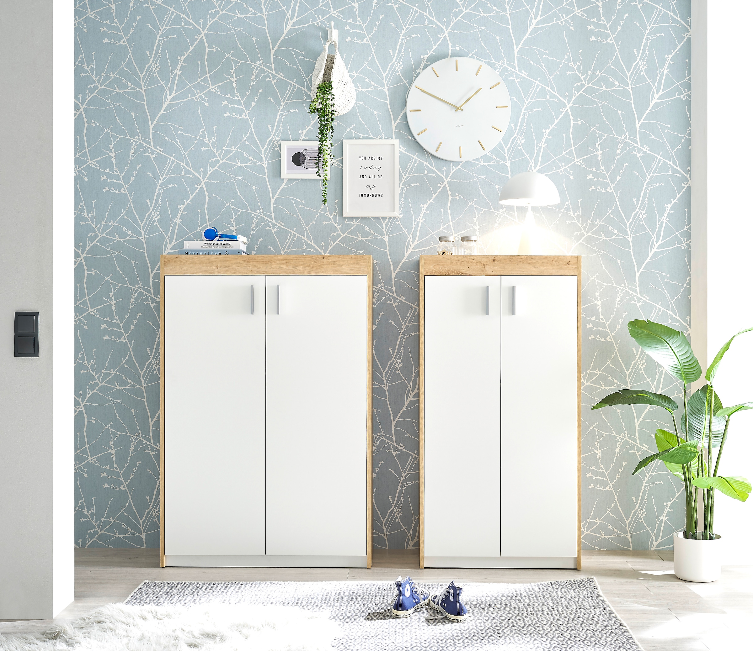 HBZ Schuhschrank »Paris weiss matt, BxHxT 64x126x38 cm«, (1 St.), Schuhschrank mit 4 Einlegeböden, Platz für ca. 10-15 Paar Schuhe