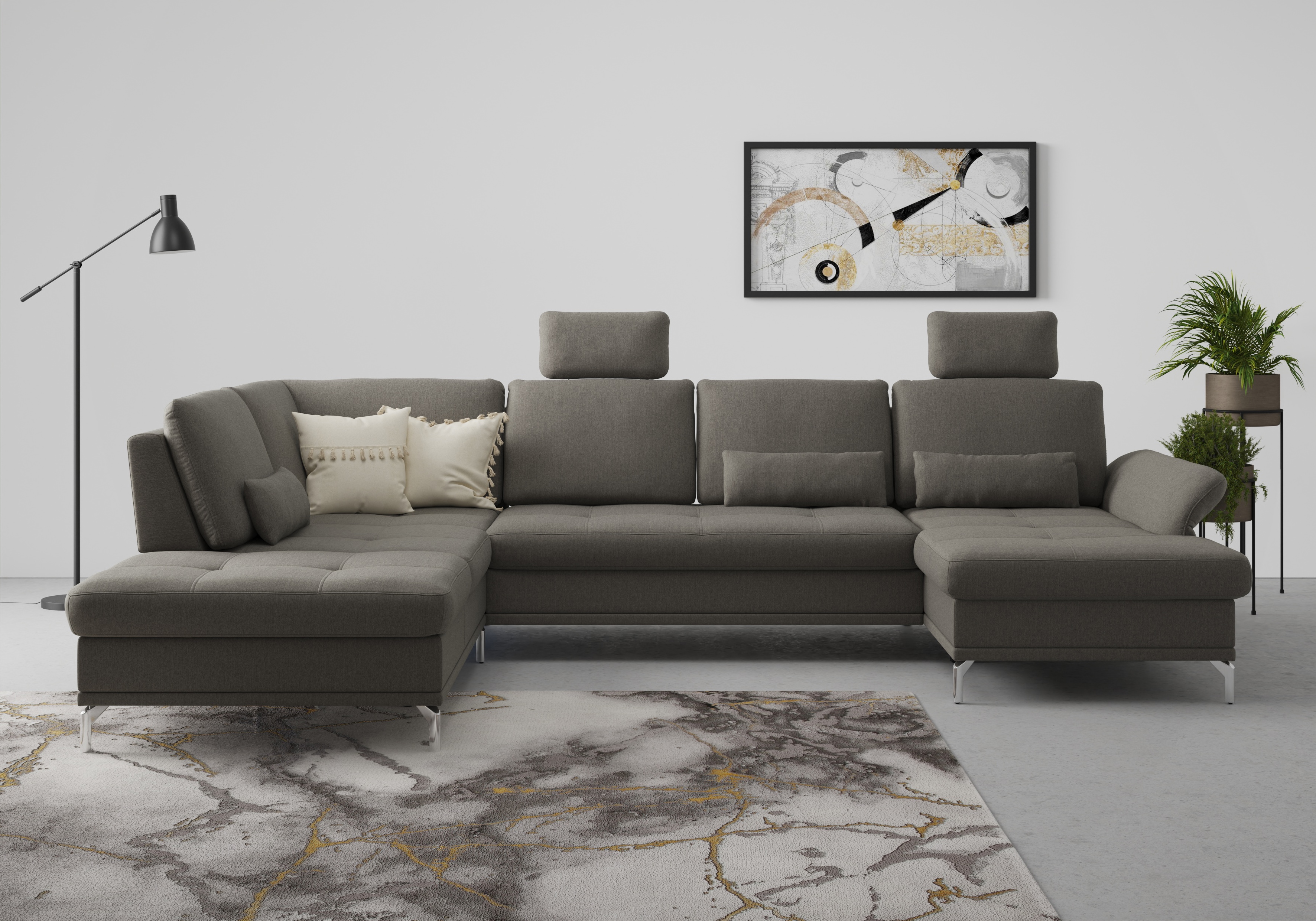 Home affaire Wohnlandschaft "Palm Beach U-Form" Federkern, mit Sitztiefenverstellung, wahlweise mit Bettfunktion