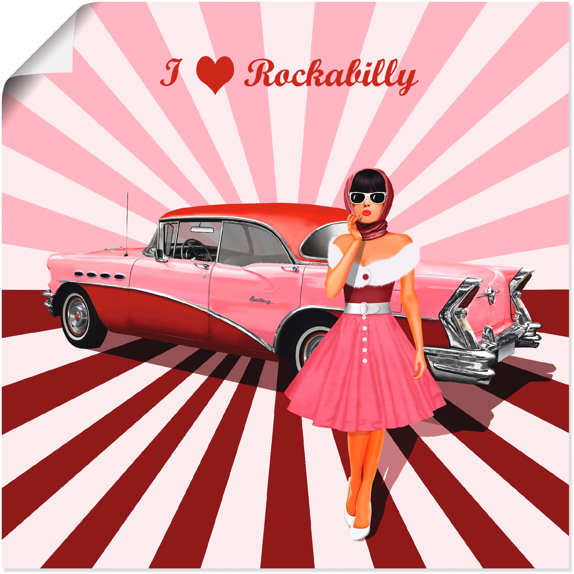 Artland Wandbild "Ich liebe Rockabilly" Ausstellungsplakate 1 Stk. tlg. als Leinwandbild, Poster in verschied. Grössen