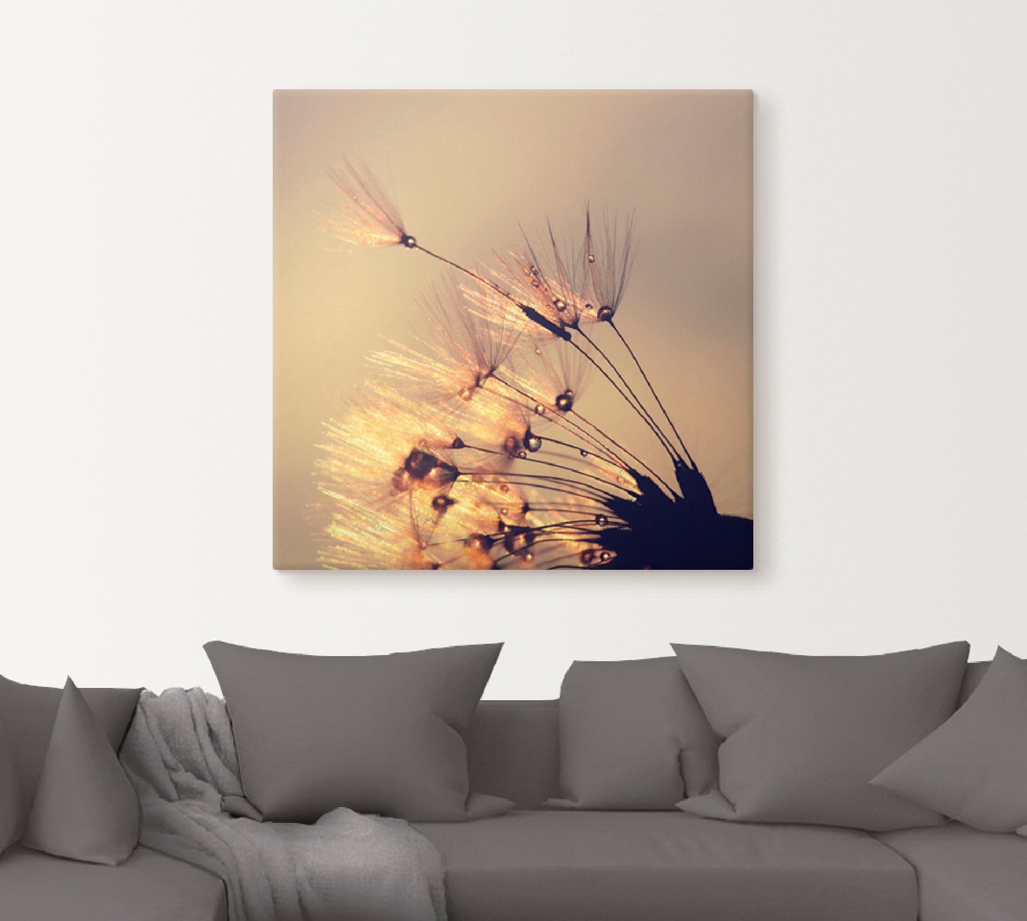 Artland Leinwandbild »Pusteblume Goldene Schirmchen«, Blumen, (1 St.), auf Keilrahmen gespannt