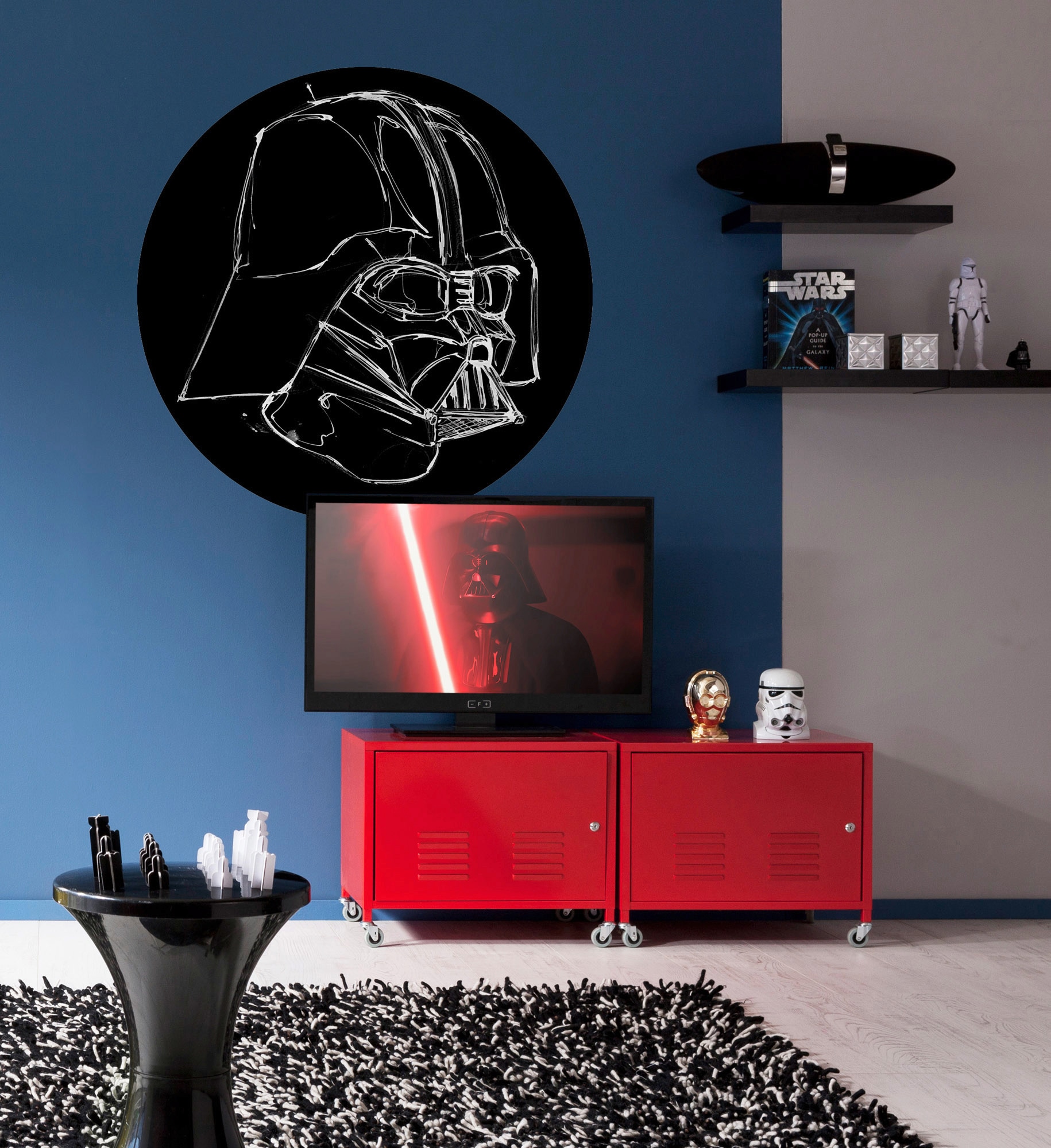 Komar Fototapete »Vlies selbstklebend - Star Wars Ink Vader - Grösse 125 x 125 cm«, bedruckt, Kinderzimmer