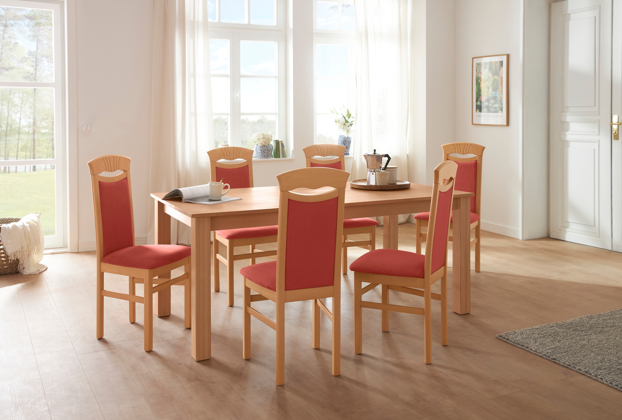 Home affaire Esszimmerstuhl »Franz«, (Set), 2 St., Microfaser, strapazierfähige Microfaser, Gestell Buche natur oder weiss, Holzstuhl