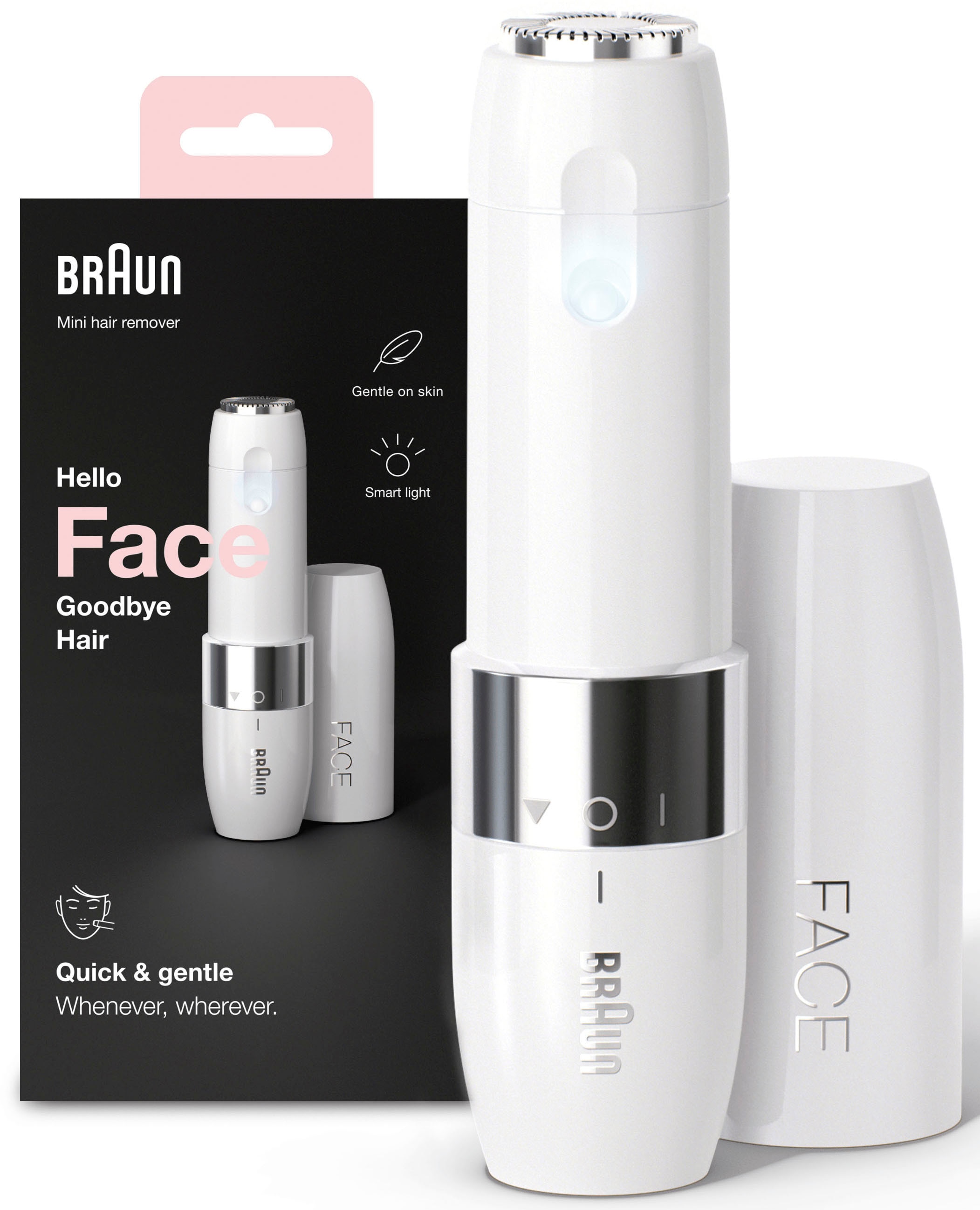 1 für Braun St. Elektrogesichtshaarentferner unterwegs, Aufsätze, ❤ Shop »FS1000 mit kaufen Jelmoli-Online im Mini-Haarentferner«, Smartlight Face ideal