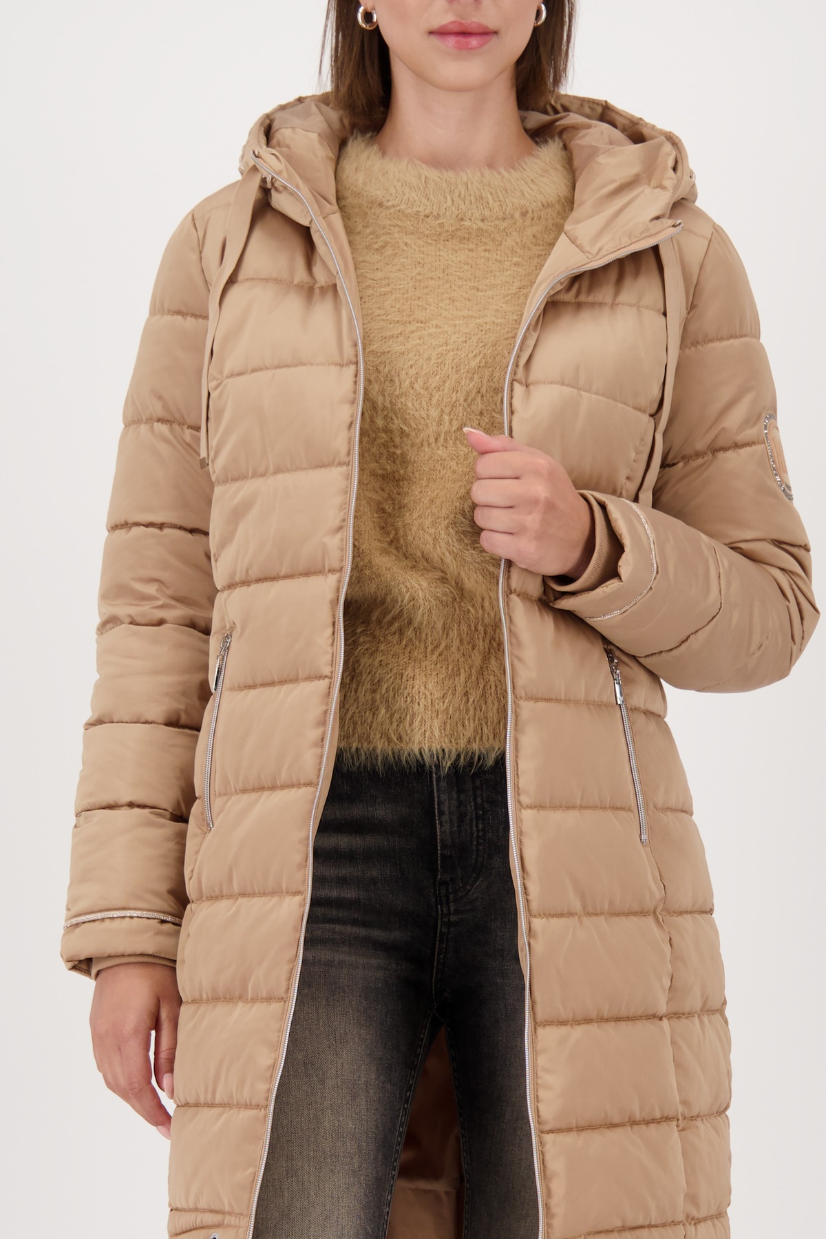 Monari Steppmantel Regular fit mit Rundhalsausschnitt und Kapuze