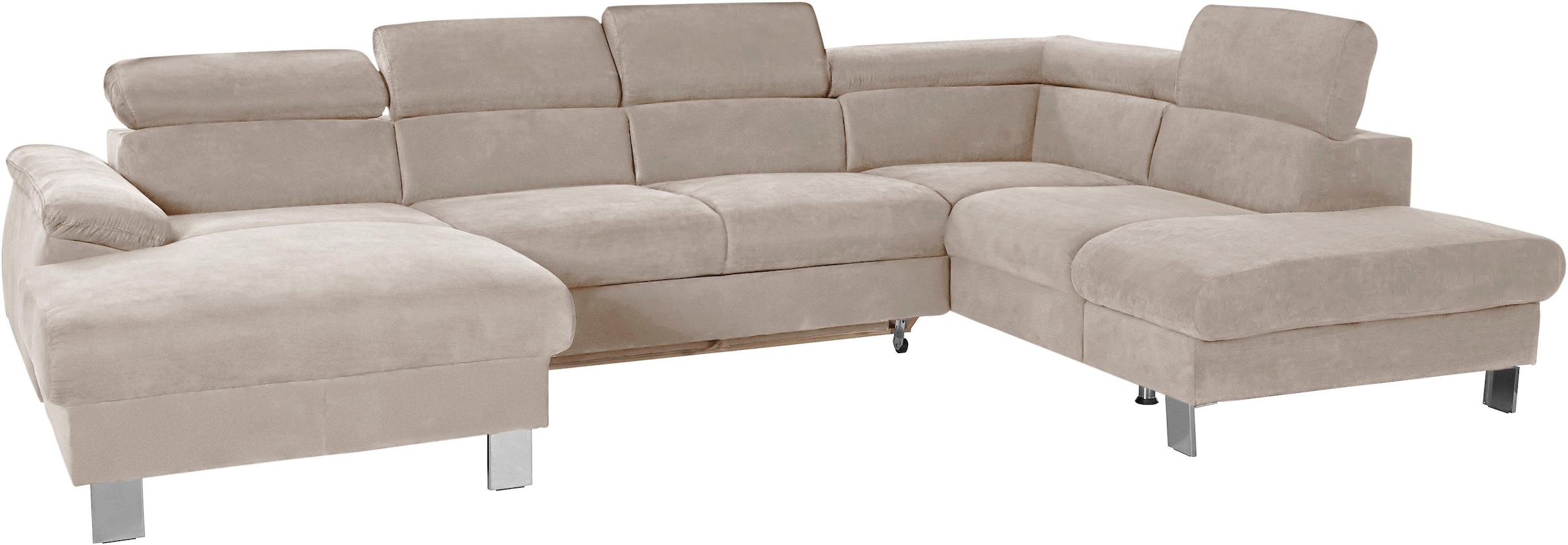COTTA Polstergarnitur »Komaris U-Form«, (Set), Set bestehend aus: Wohnlandschaft mit Kopfteilverstellung & Hocker