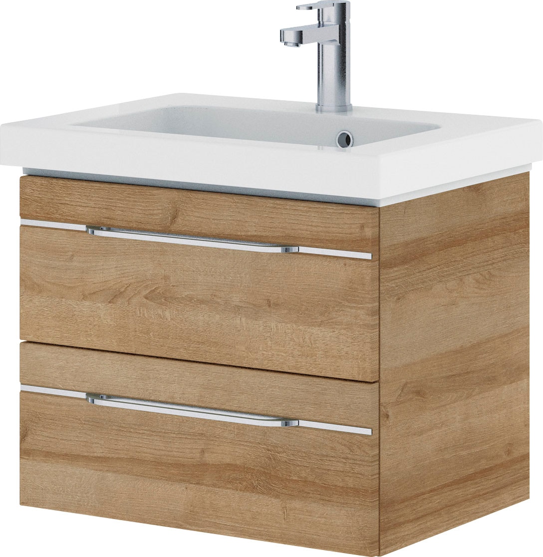 Saphir Badmöbel-Set »Balto Sprint 2-teilig, Mineralmarmor-Waschtisch mit LED-Spiegelschrank«, (2 St.), Badezimmer Set inkl. Türdämpfer, 70 cm breit, 2 Türen, 2 Schubladen
