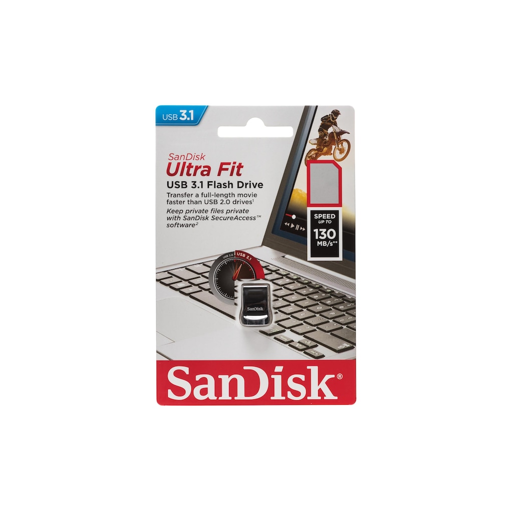 Sandisk Mini-USB-Stick »Ultra Fit USB 3,1 128 GB«, (Lesegeschwindigkeit 130 MB/s)