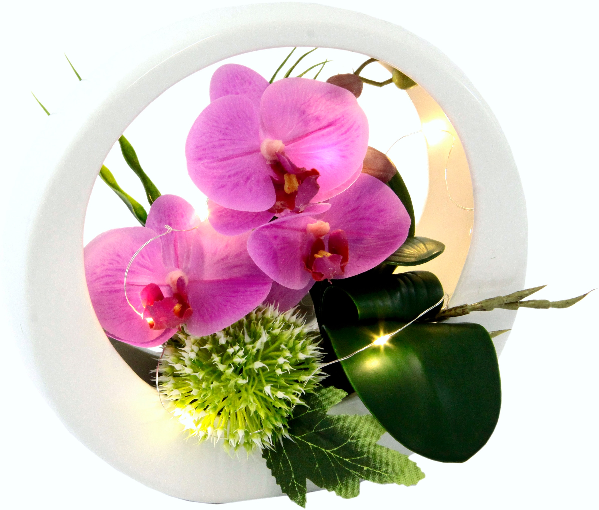 I.GE.A. Kunstorchidee »Orchidee«, im Keramiktopf, mit LED-Beleuchtung