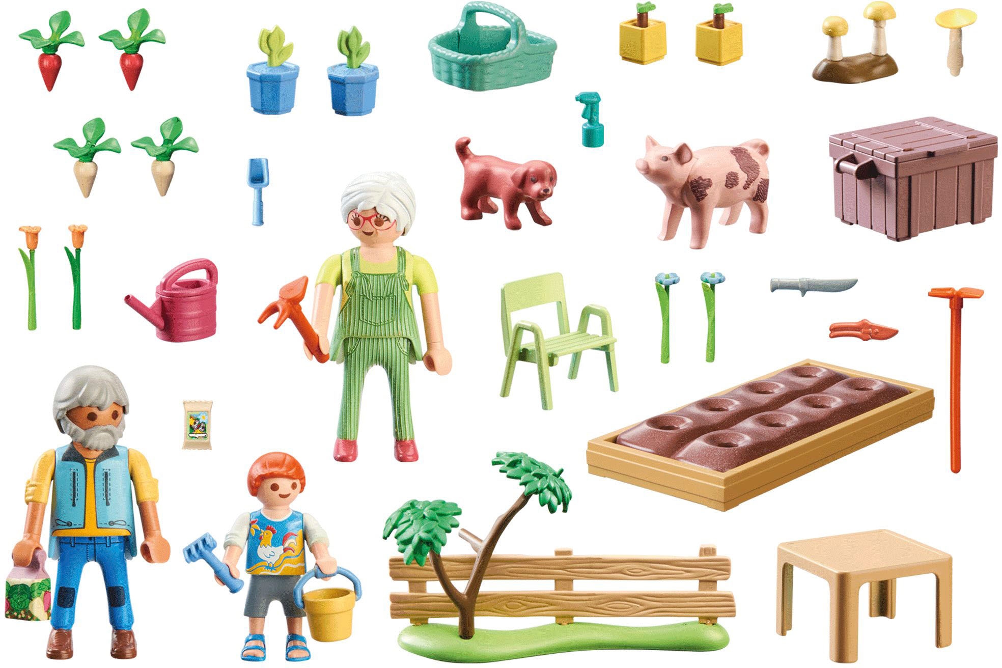 Playmobil® Konstruktions-Spielset »Idyllischer Gemüsegarten bei den Grosseltern (71443), Country«, (69 St.), teilweise aus recyceltem Material; Made in Europe