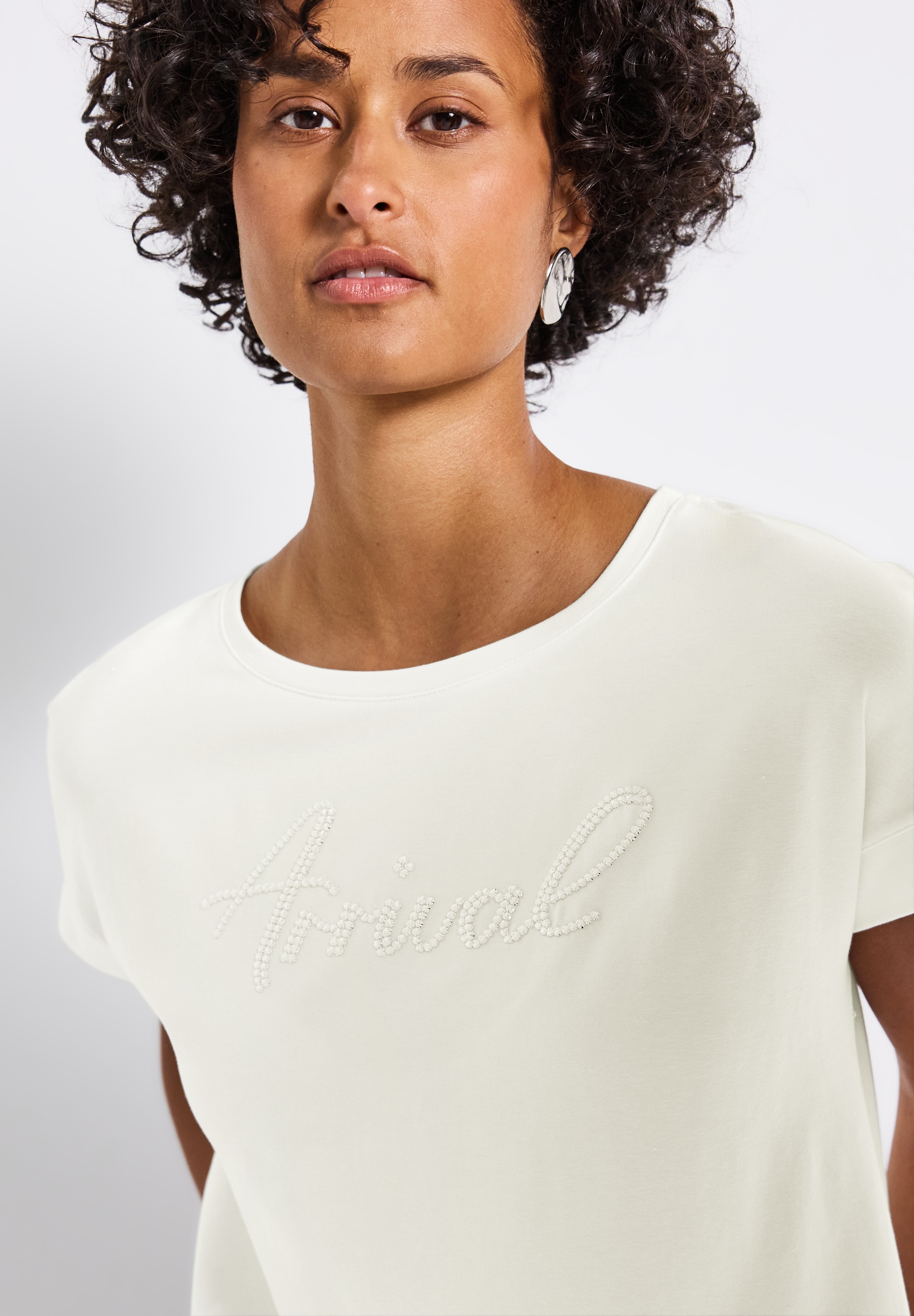 STREET ONE Shirttop, mit Wording-Stickerei
