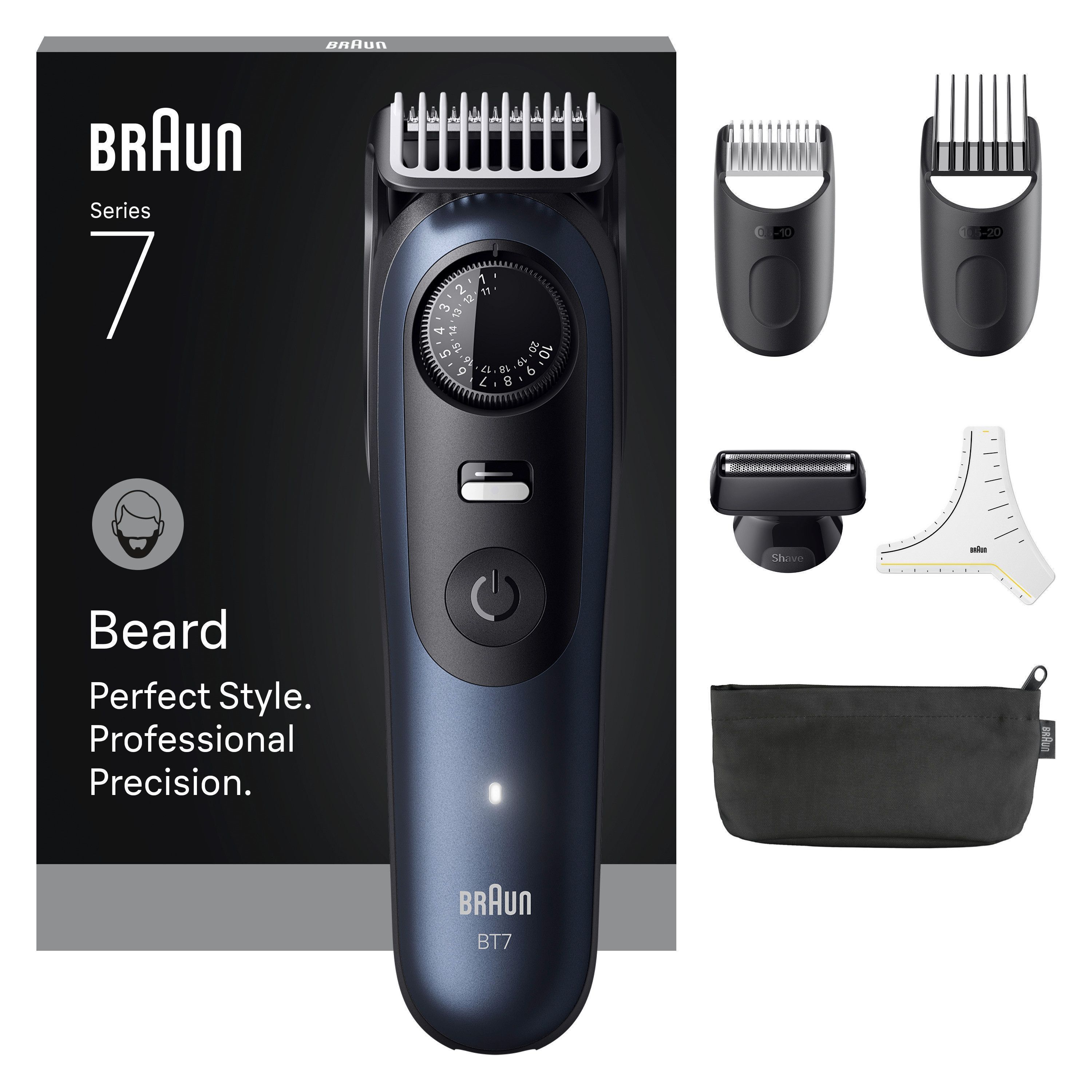 Braun Haarschneider "Barttrimmer BT7520" bis zu 120 Min Akkulaufzeit, 40 Längeneinstellungen, wasserdicht