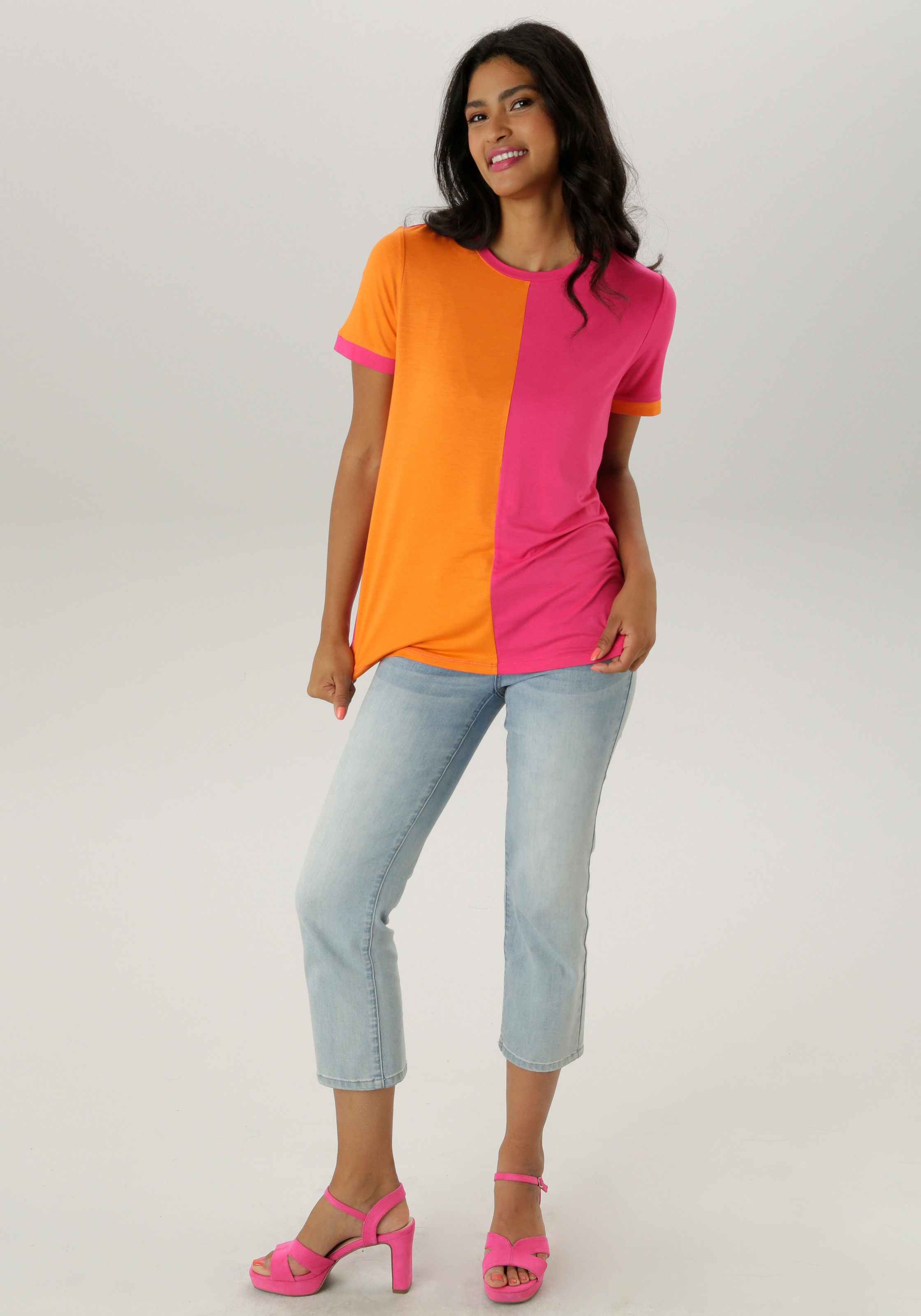 Aniston SELECTED T-Shirt, mit trend- und farbstarken Colorblock