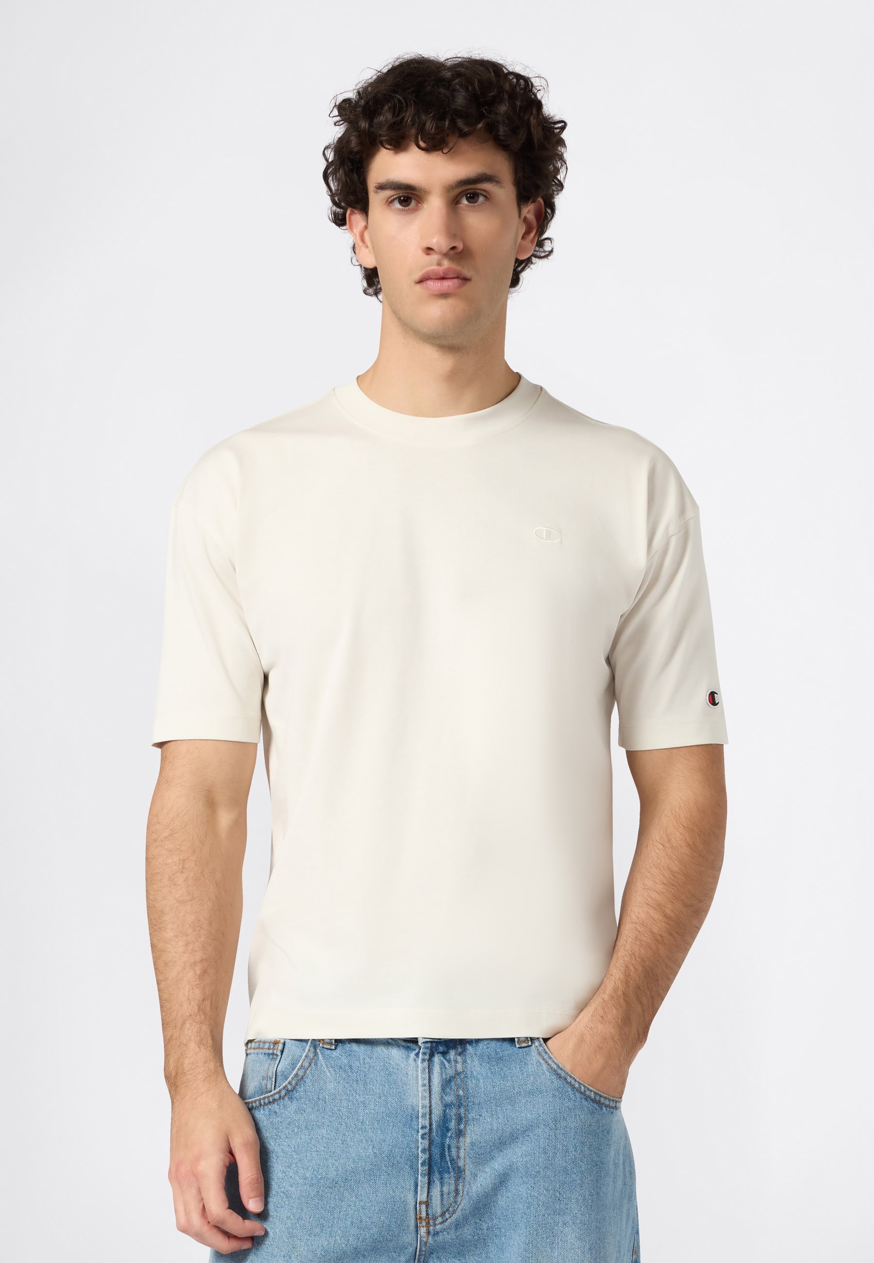 Champion T-Shirt Kurzarm, mit Rundhalsausschnitt, aus Baumwolle