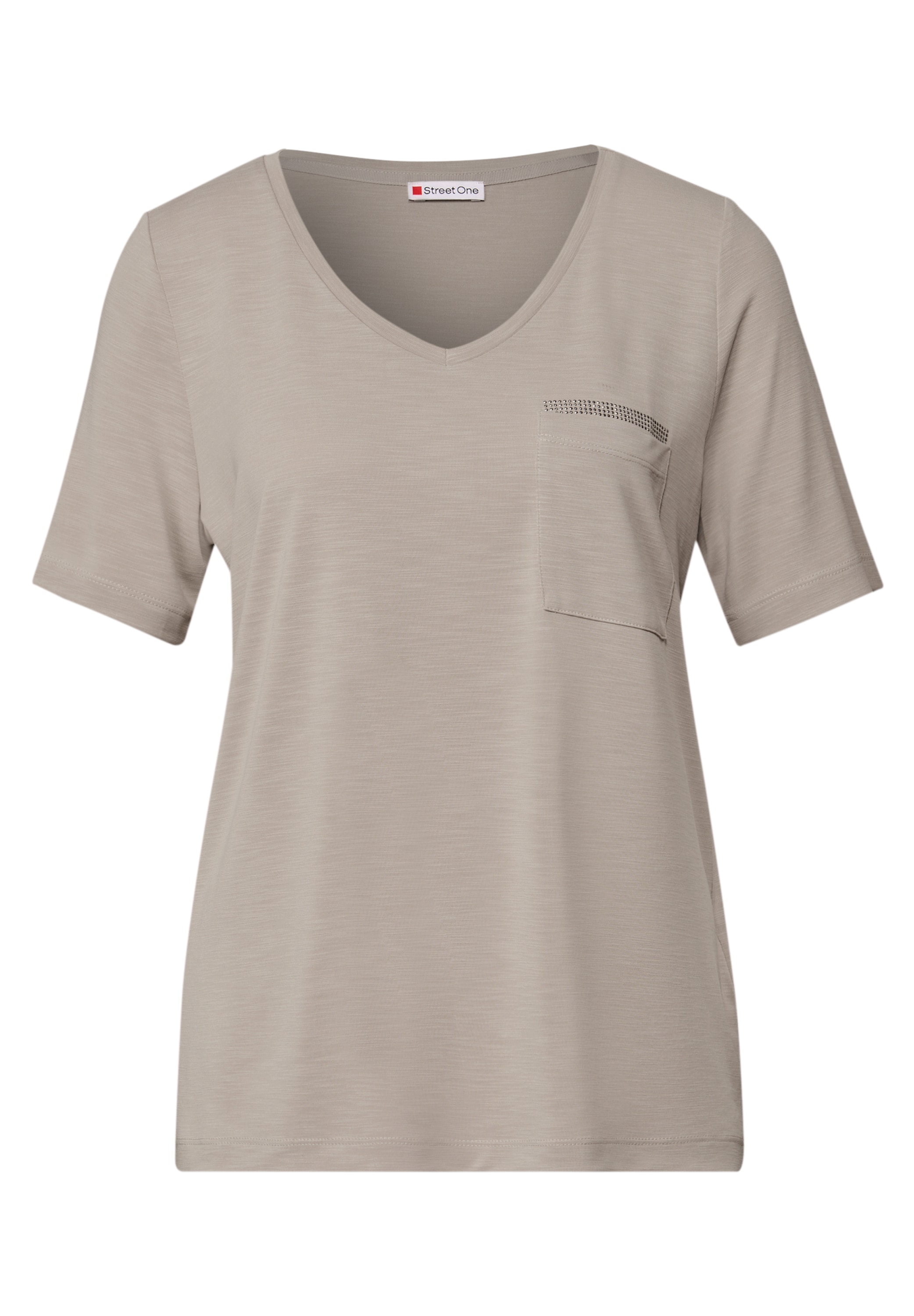 STREET ONE T-Shirt, mit Schmuckdetails und V-Ausschnitt