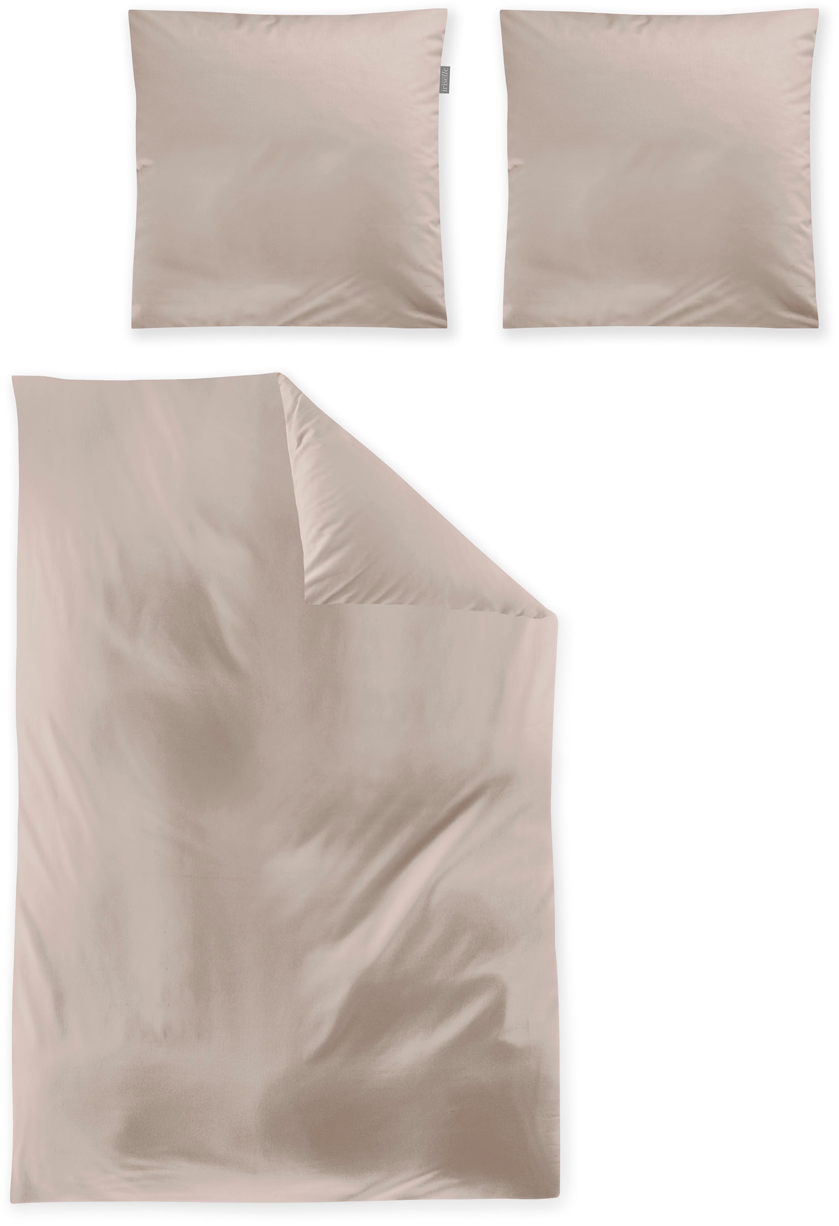 Irisette Bettwäsche "Premium Satin Bettwäsche Paris" 2 Stk. hochwertige Uni Premium Bettwäsche mit Reißverschluss, 100% Baumwolle