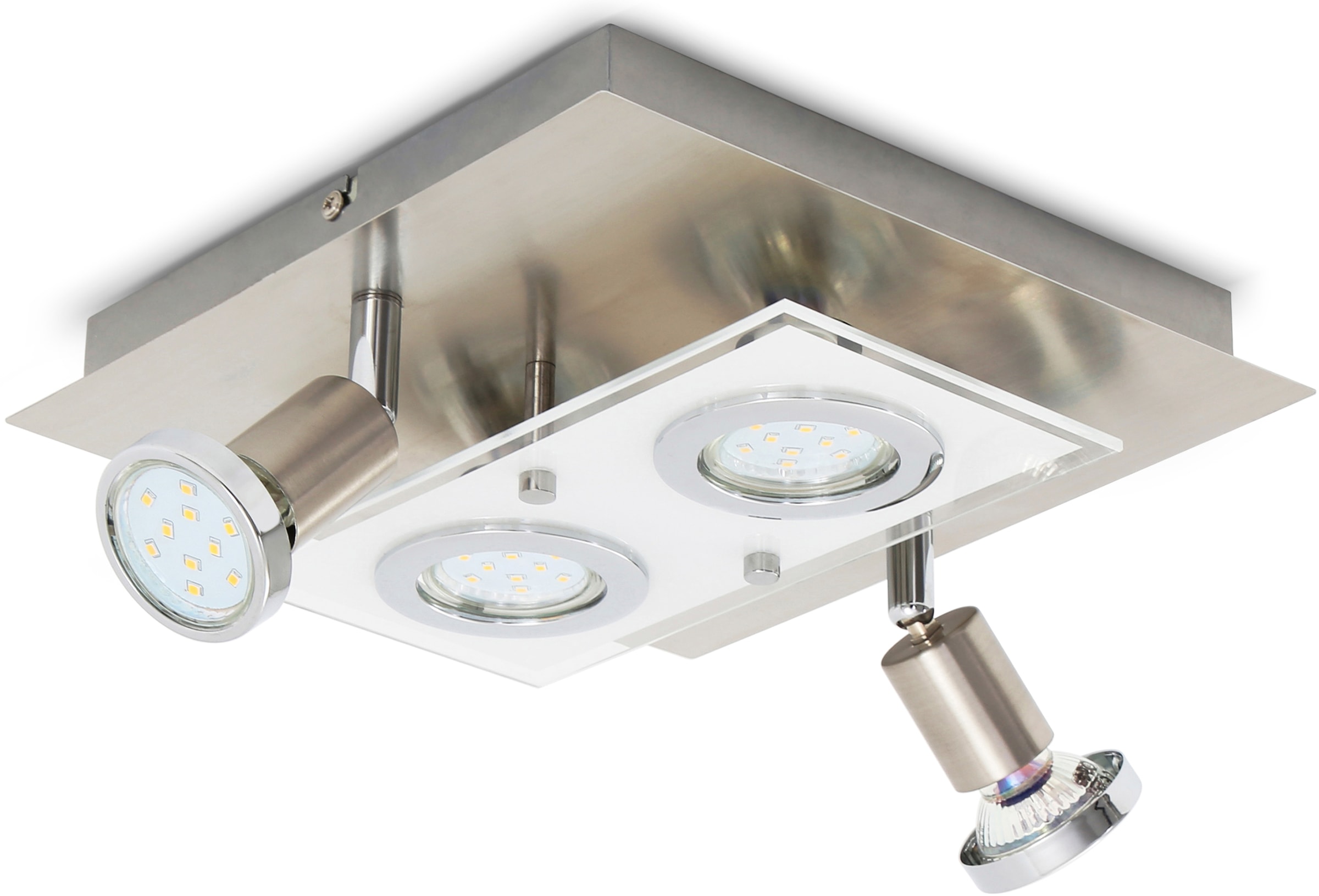 B.K.Licht LED Deckenleuchte, . inkl. 4 x LED / GU10  Leuchtmittel,3 Watt, 250lm, ,3.000K, nicht dimmbar