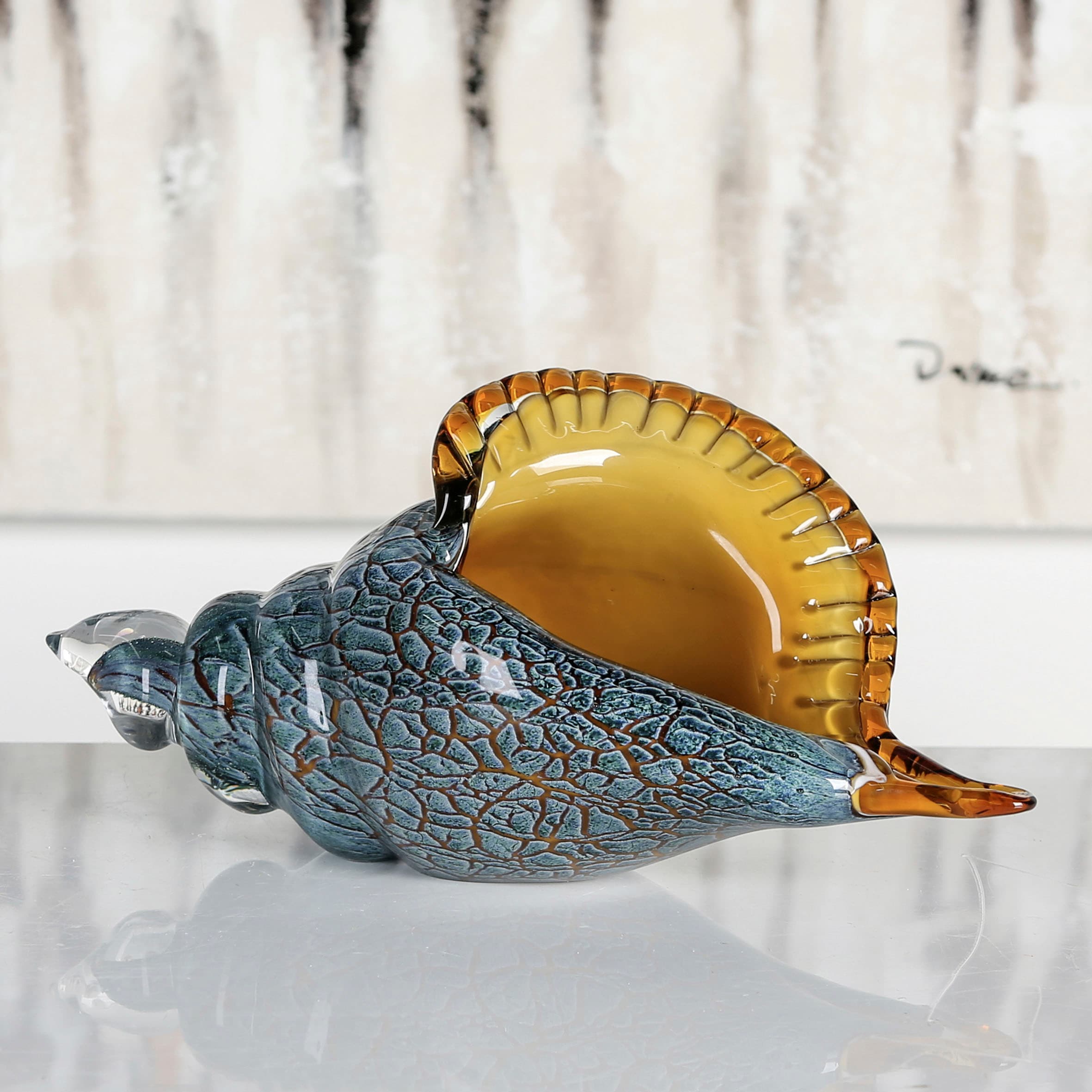 Casablanca by Gilde Dekoobjekt Glas, Wohnzimmer kaufen cm, durchgefärbtes 13 Jelmoli-Versand Höhe »Skulptur | maritim, online Riesenmuschel«