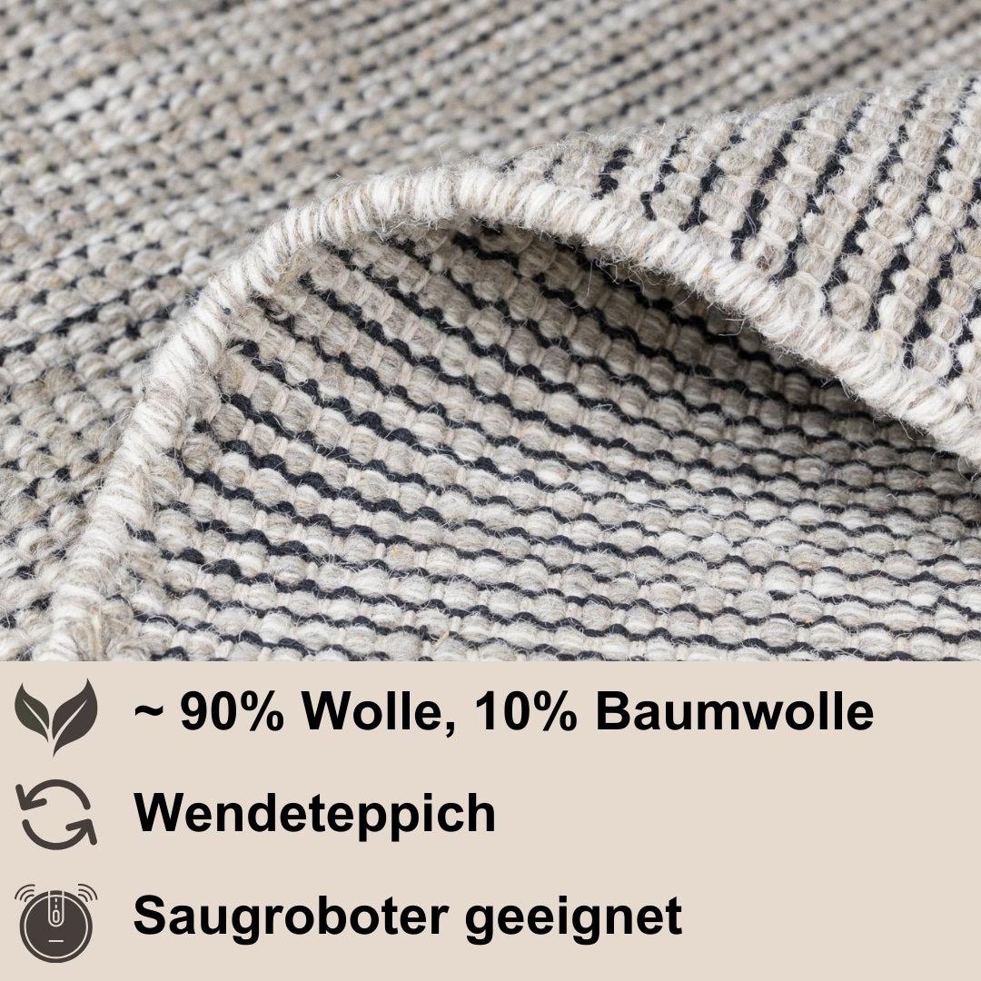 Myflair Möbel & Accessoires Wollteppich »Anisa«, rund, 10 mm Höhe, Wendeteppich, meliert, reine Wolle, handgewebt, Wohnzimmer