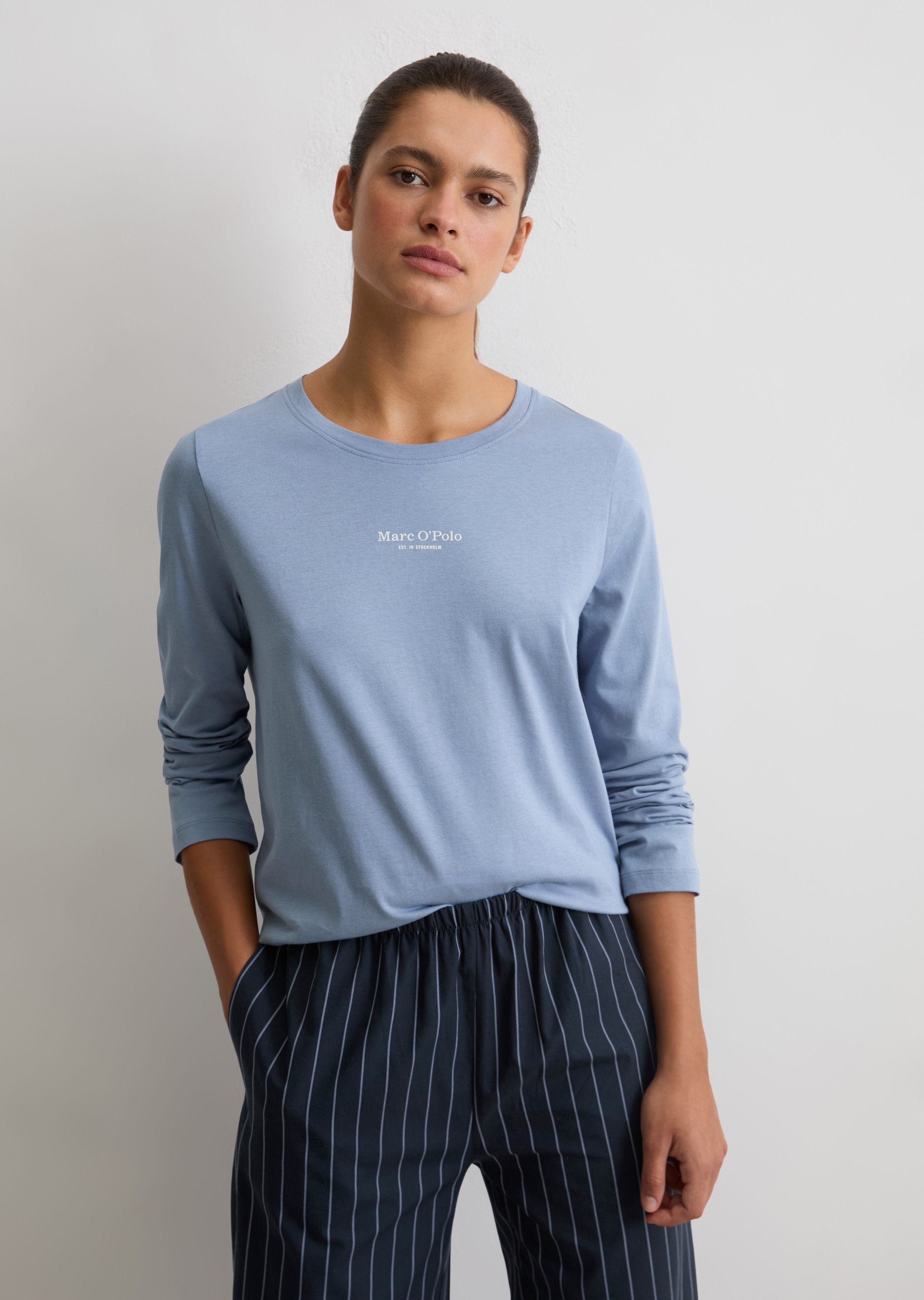 Marc O'Polo Pyjamaoberteil Rundhalsausschnitt, langärmelig, leicht