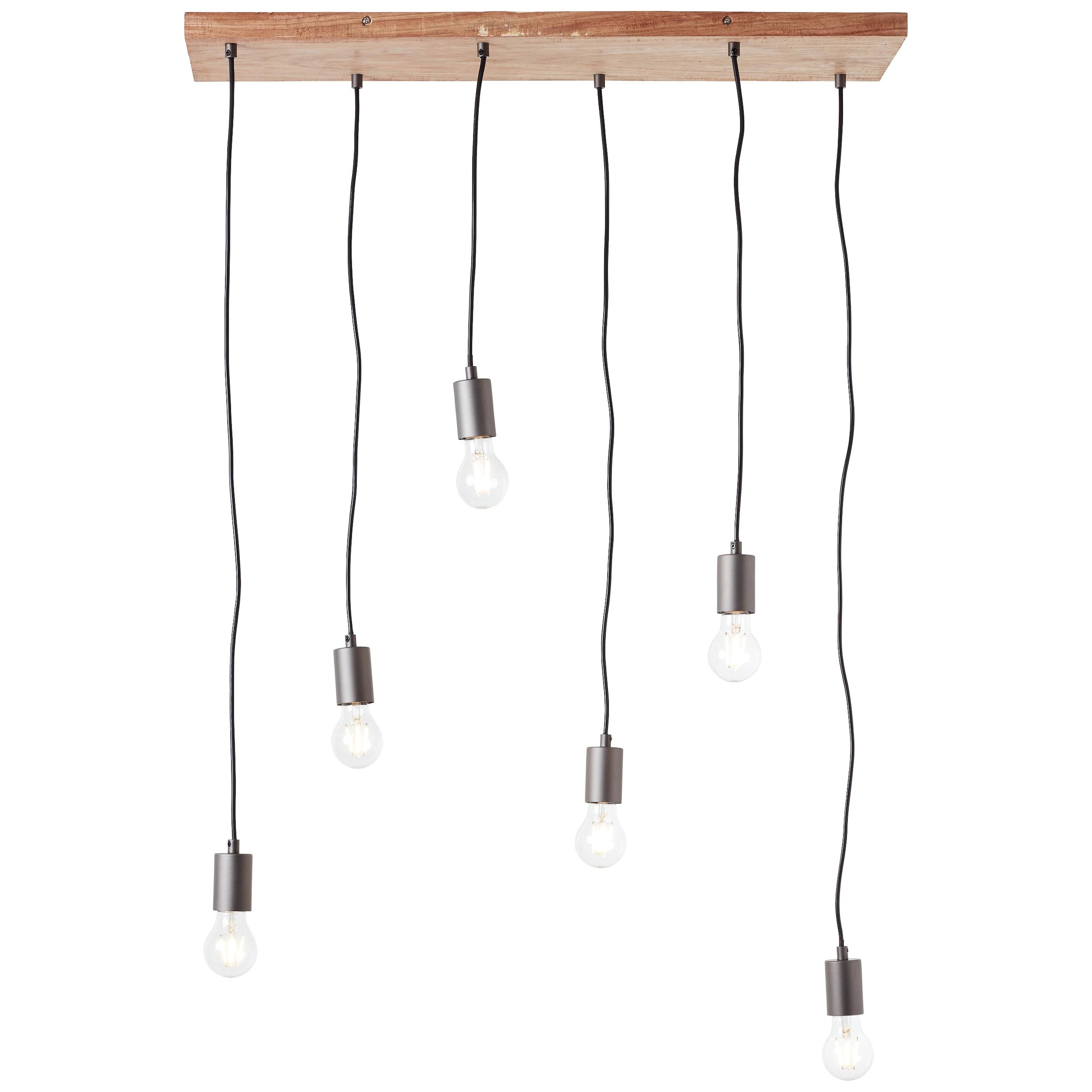 Brilliant Pendelleuchte »Rustik«, 6 flammig, Leuchtmittel E27 ohne Leuchtmittel, Hängelampe 6flg schwarz/holzfarbend