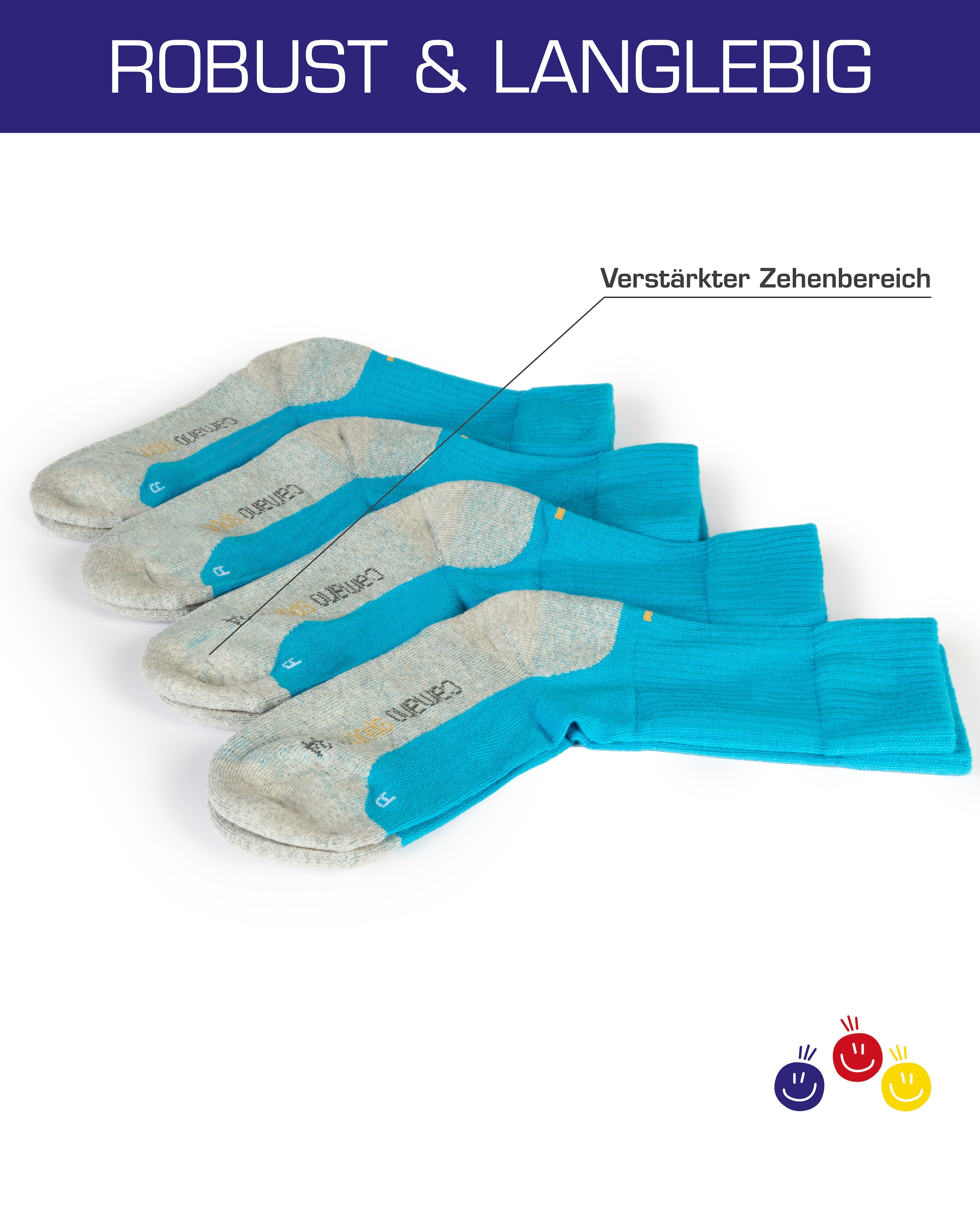 Camano Funktionssocken »function«, (4er Pack), mit verstärkten Belastungszonen an Ferse und Spitze