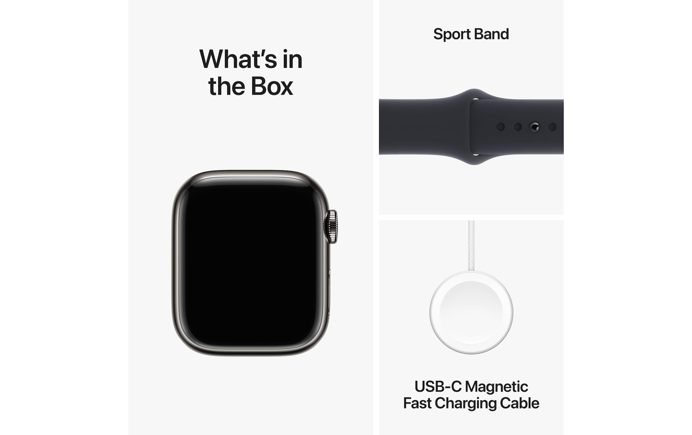 Apple Smartwatch »Series 9, GPS + Cellular, Edelstahl-Gehäuse mit Sportarmband«, Watch OS 10, 64 GB,)