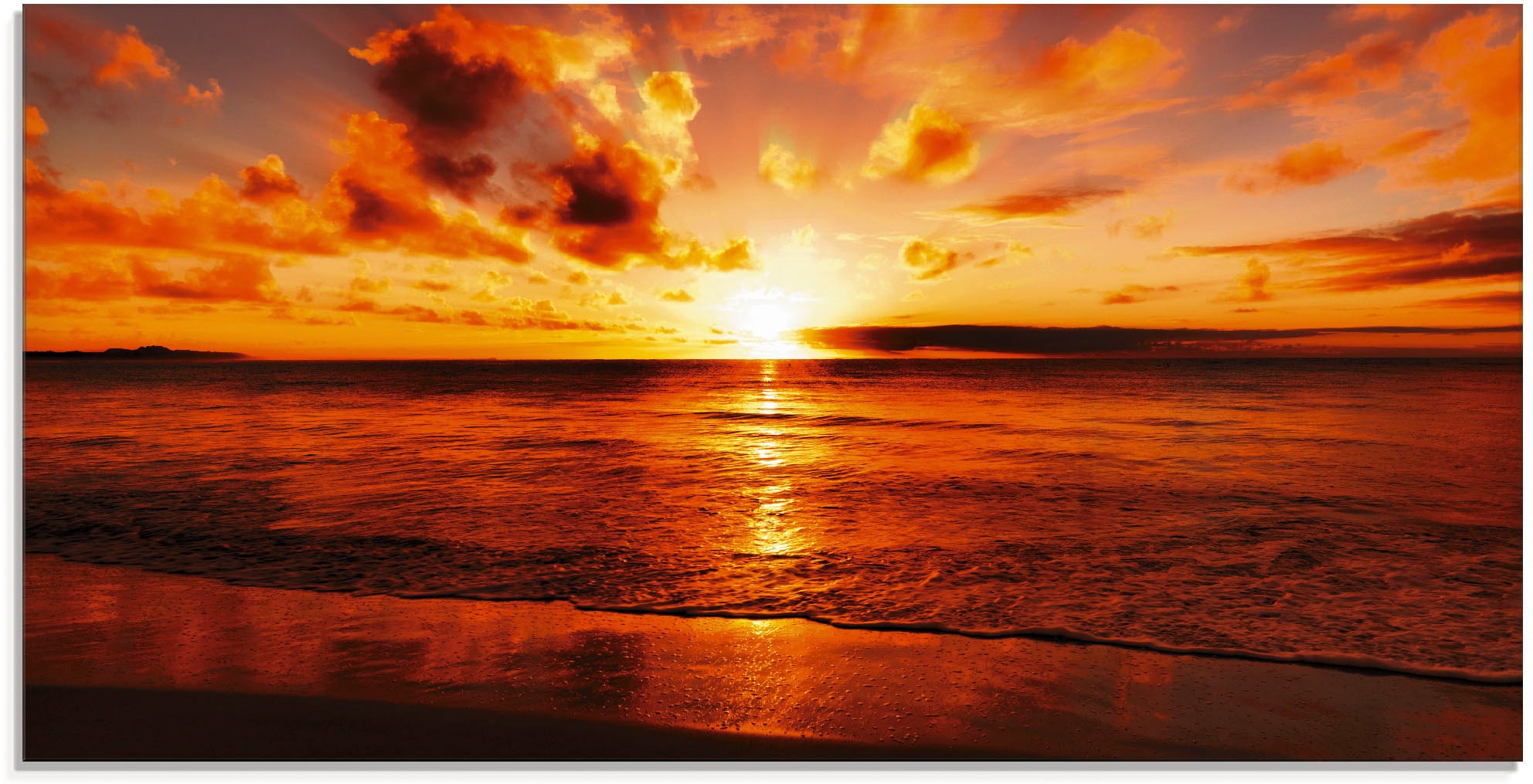 Artland Glasbild »Schöner in verschiedenen Jelmoli-Versand | Grössen St.), Sonnenuntergang bestellen Strand«, Gewässer, (1 online