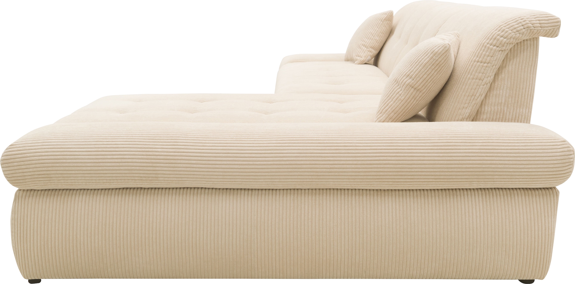 DOMO collection Ecksofa »Moric Luxus - B/T/H 300/172/80 cm, XXL-Format«, L-Form, 140kg Belastung/Sitz, Cord, creme