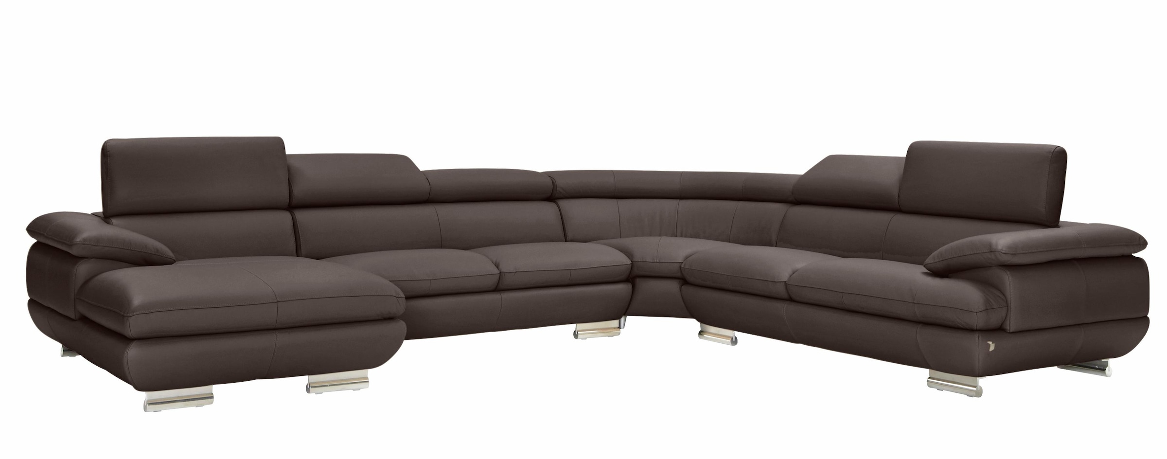 CALIA ITALIA Wohnlandschaft »Magic, italienisches Sofa zum Träumen, erstklassiger Sitzkomfort«, verstellbaren Kopfstützen zum Relaxen, in 2 Lederqualitäten, U-Form