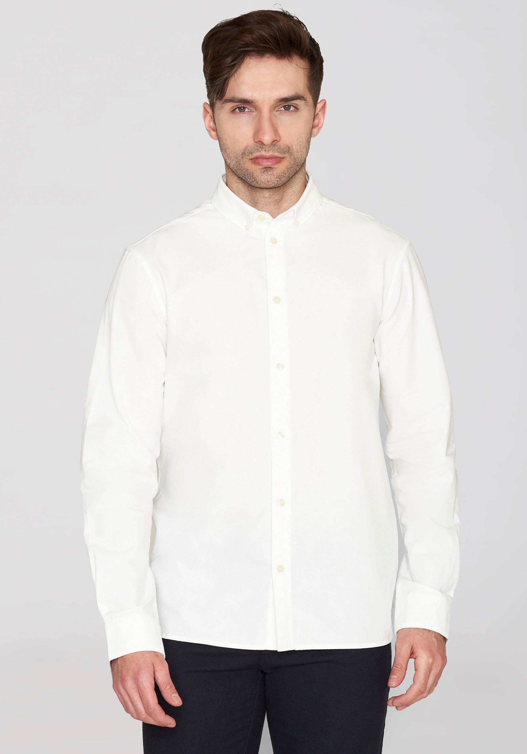 KnowledgeCotton Apparel Langarmhemd »HARALD« mit Button-Down-Kragen