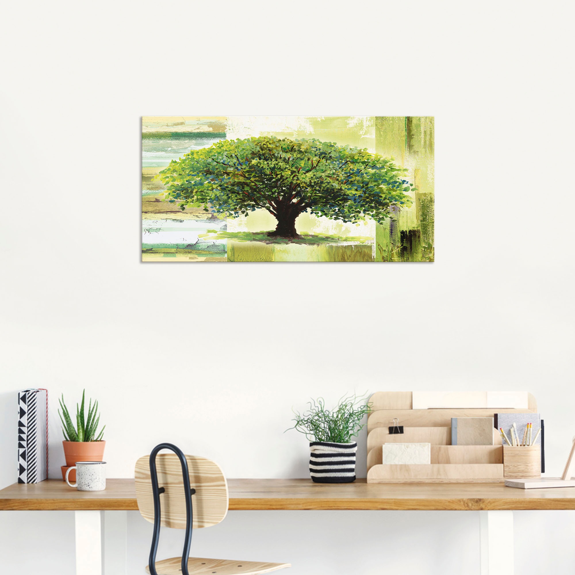 Artland Wandbild »Frühlingsbaum auf abstraktem Hintergrund«, Bäume, (1 St.), als Alubild, Outdoorbild, Leinwandbild, Poster in verschied. Grössen