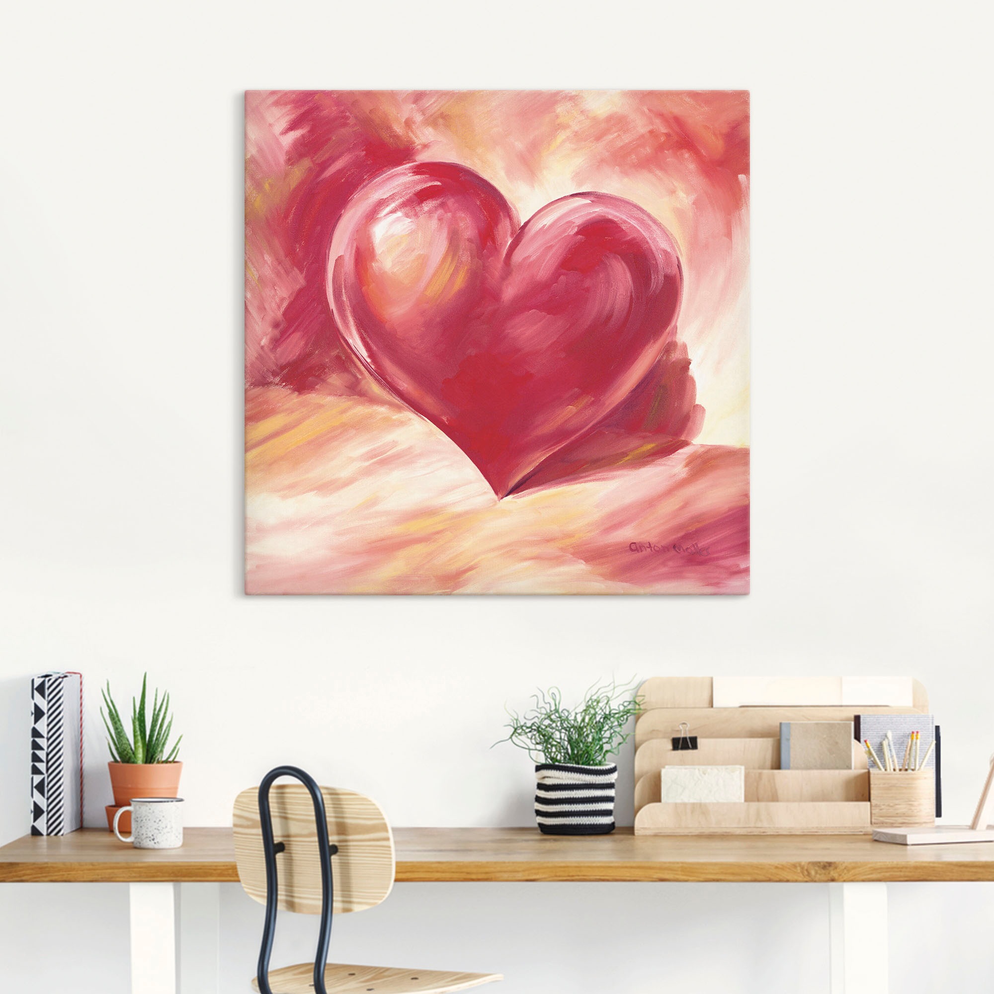 Artland Wandbild »Rosa/rotes Herz«, Herzen, (1 St.), als Alubild, Outdoorbild, Leinwandbild, Poster, Wandaufkleber