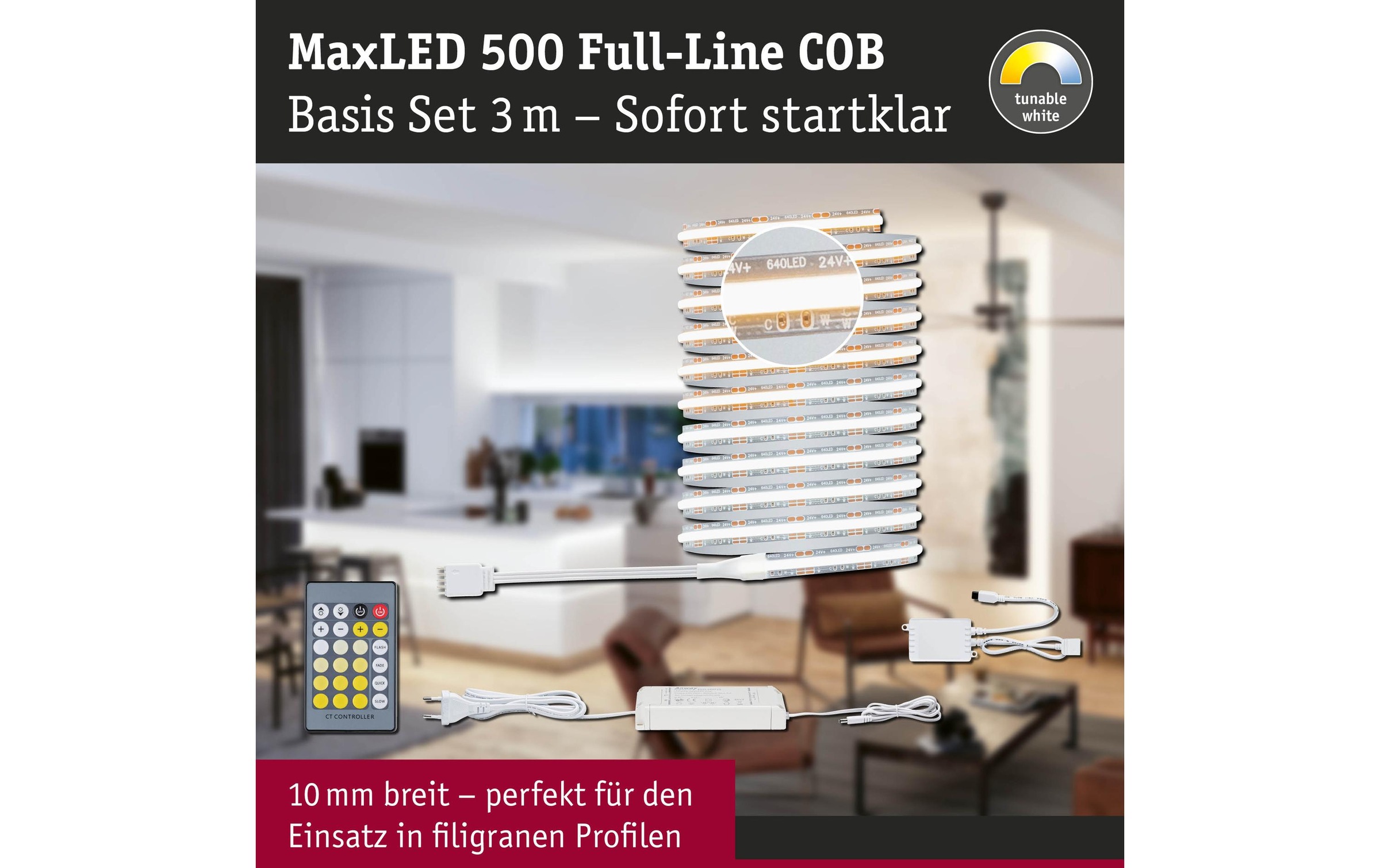 Paulmann LED-Streifen »500 LED Strip Full-Line COB Basisset«, 1920 St.-flammig