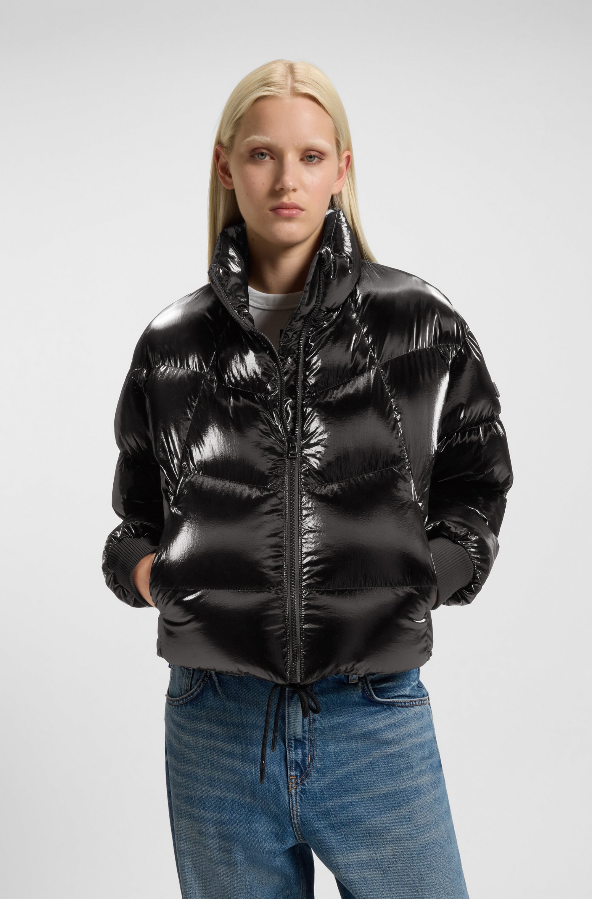 HUGO Blue Steppjacke »Fiorella« in verkürzter Länge, Kordelzug im Saum