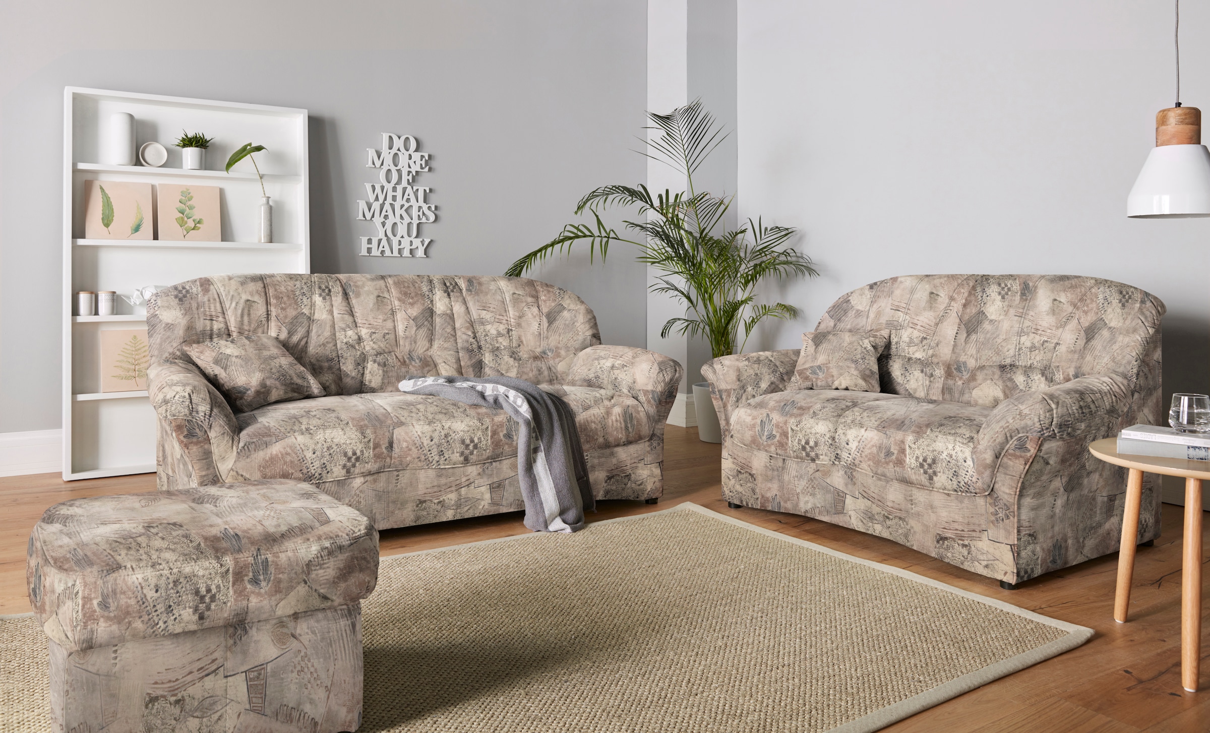 DOMO collection Polstergarnitur »Bahia belastbar bis 140kg/ Sitz, mit Federkern«, (Set), Microfaser MELROSE®, mocca
