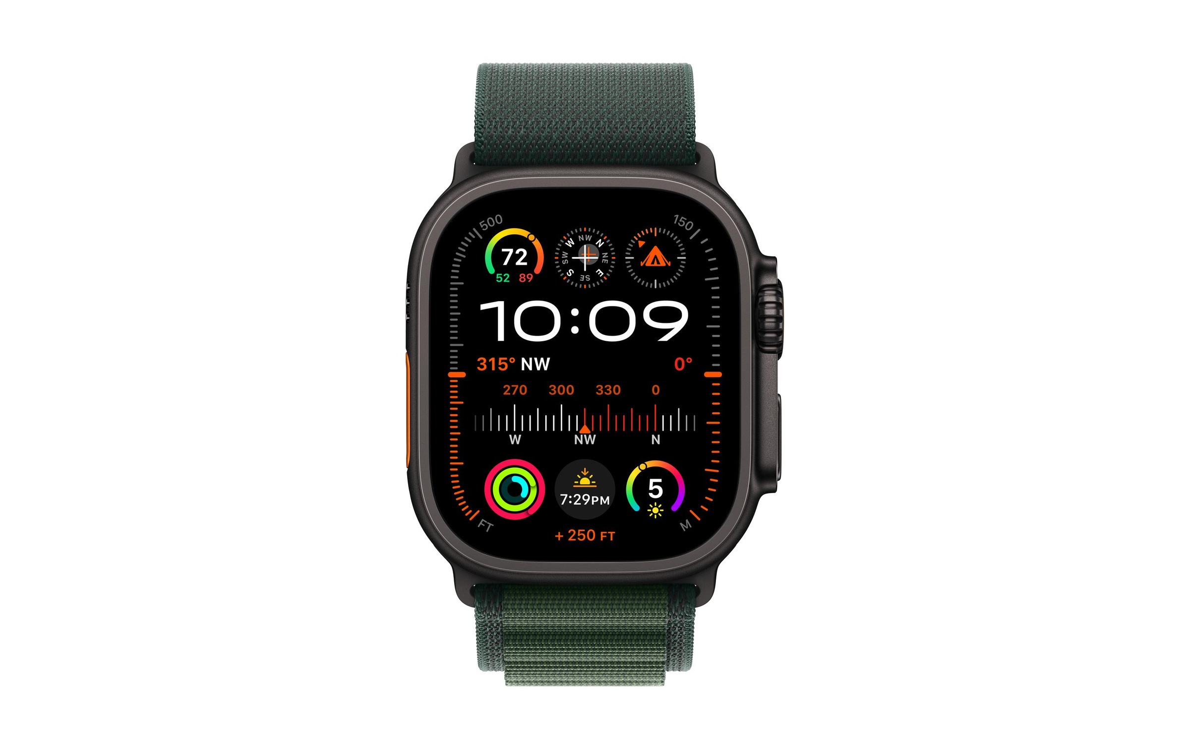 Apple Smartwatch-Armband Alpine Loop, 49 mm, Dunkelgrün/Schwarz